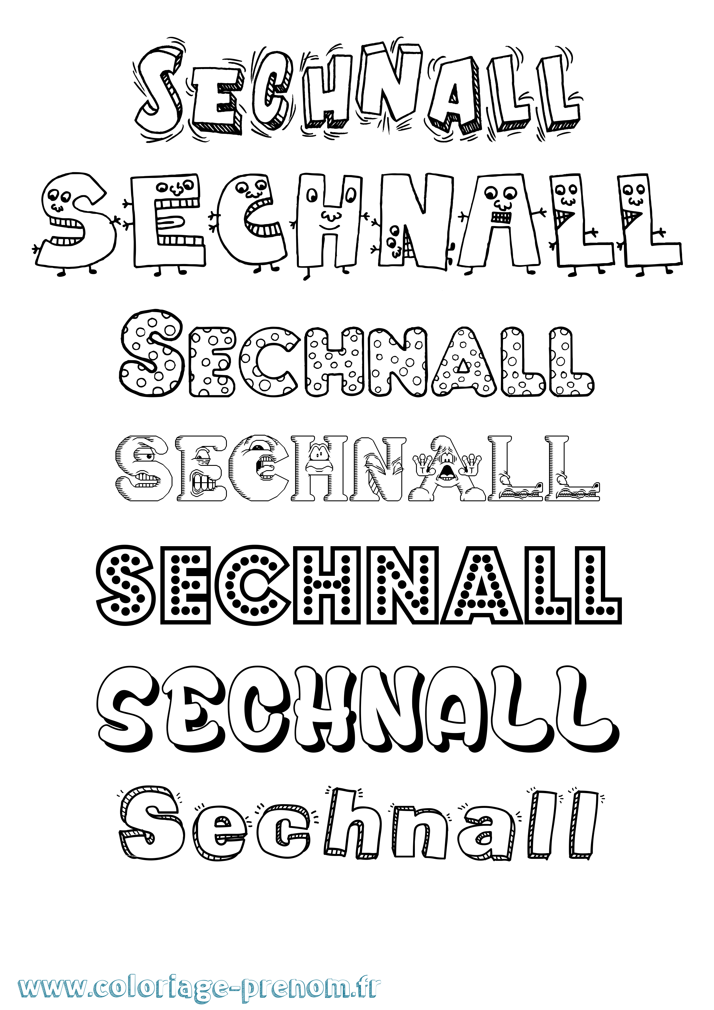Coloriage Sechnall Fun Coloriage prénom Sechnall Fun