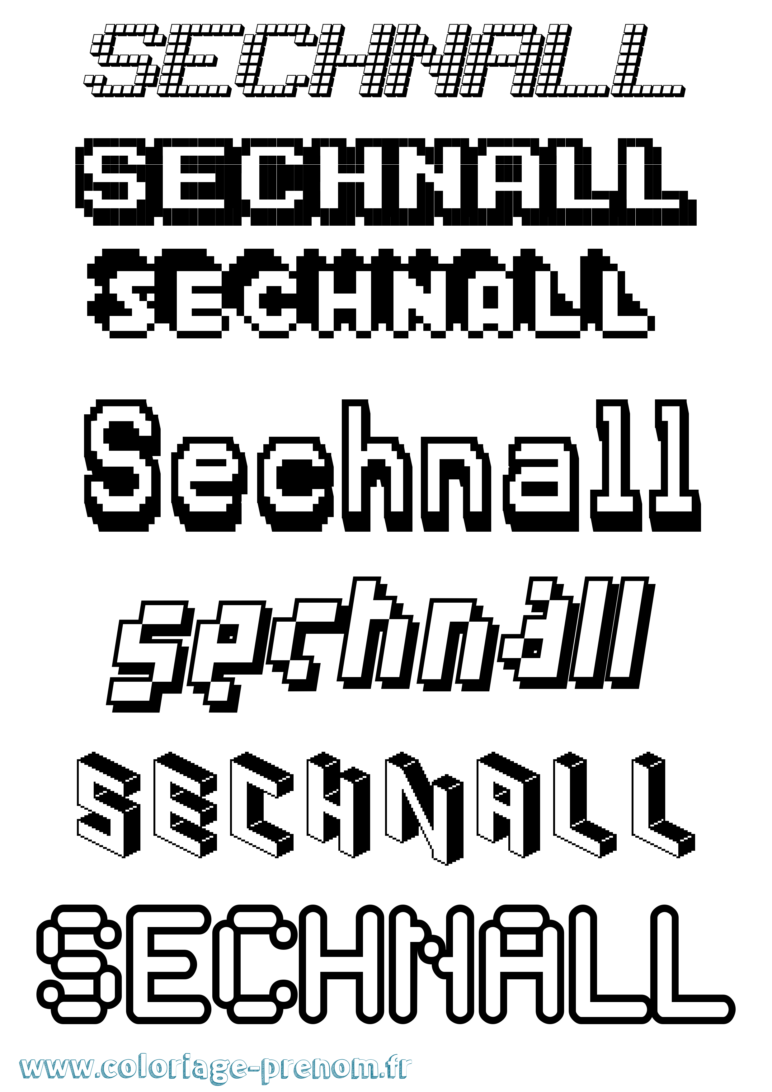 Coloriage Sechnall Pixel Coloriage prénom Sechnall Pixel