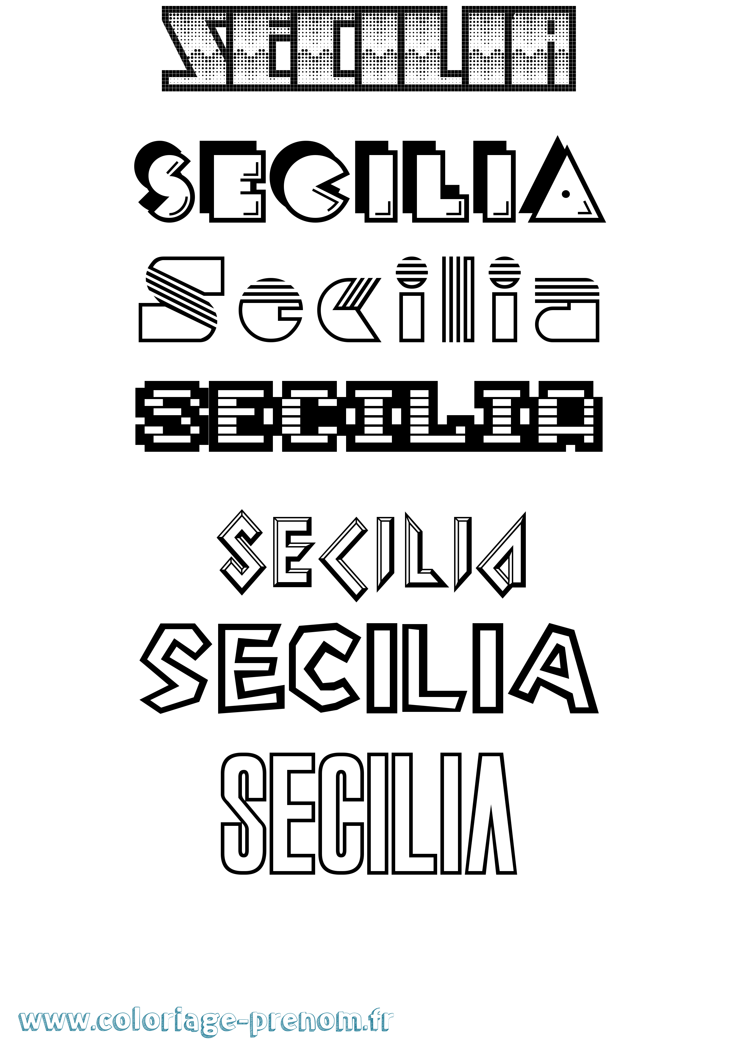 Coloriage Secilia Jeux Vidéos Coloriage prénom Secilia Jeux Vidéos
