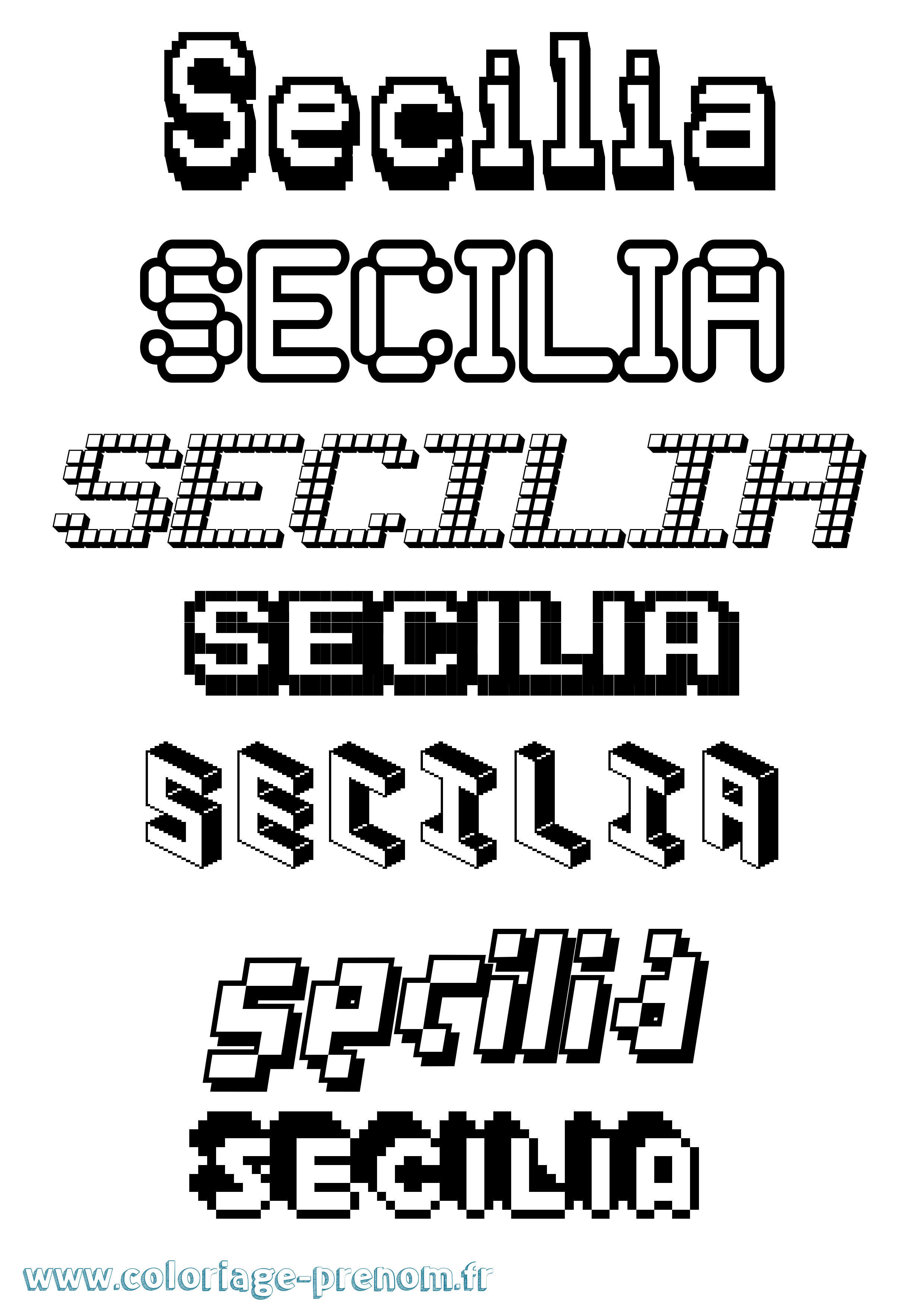 Coloriage Secilia Pixel Coloriage prénom Secilia Pixel