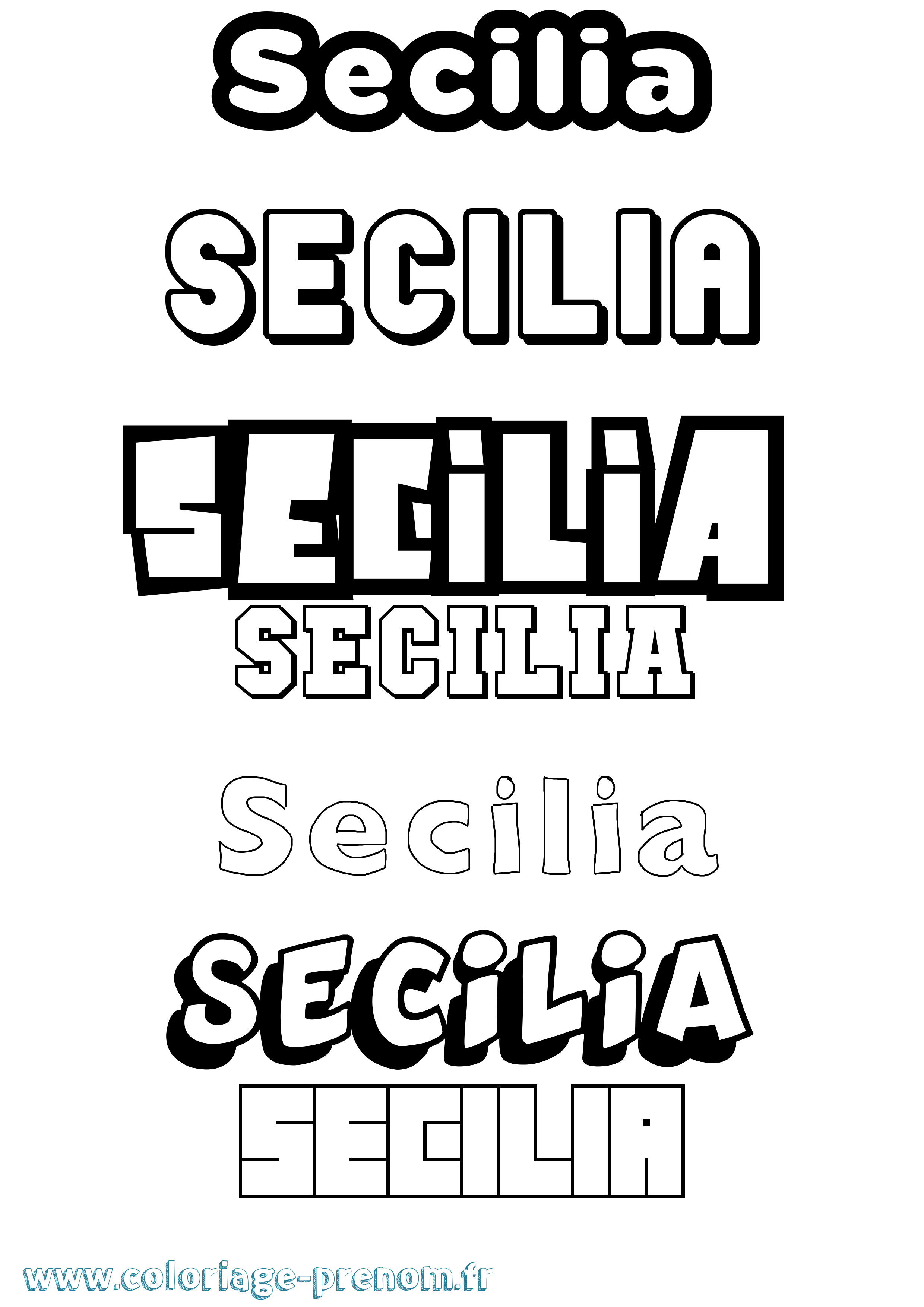 Coloriage Secilia Simple Coloriage prénom Secilia Simple