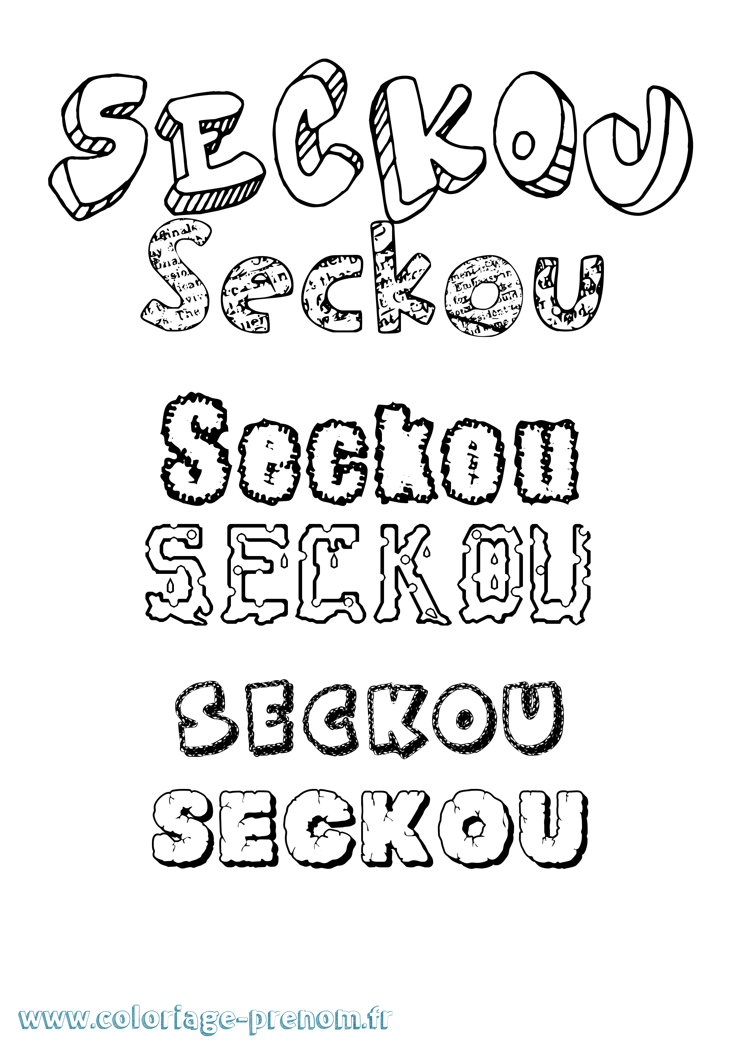 Coloriage Seckou Destructuré Coloriage prénom Seckou Destructuré