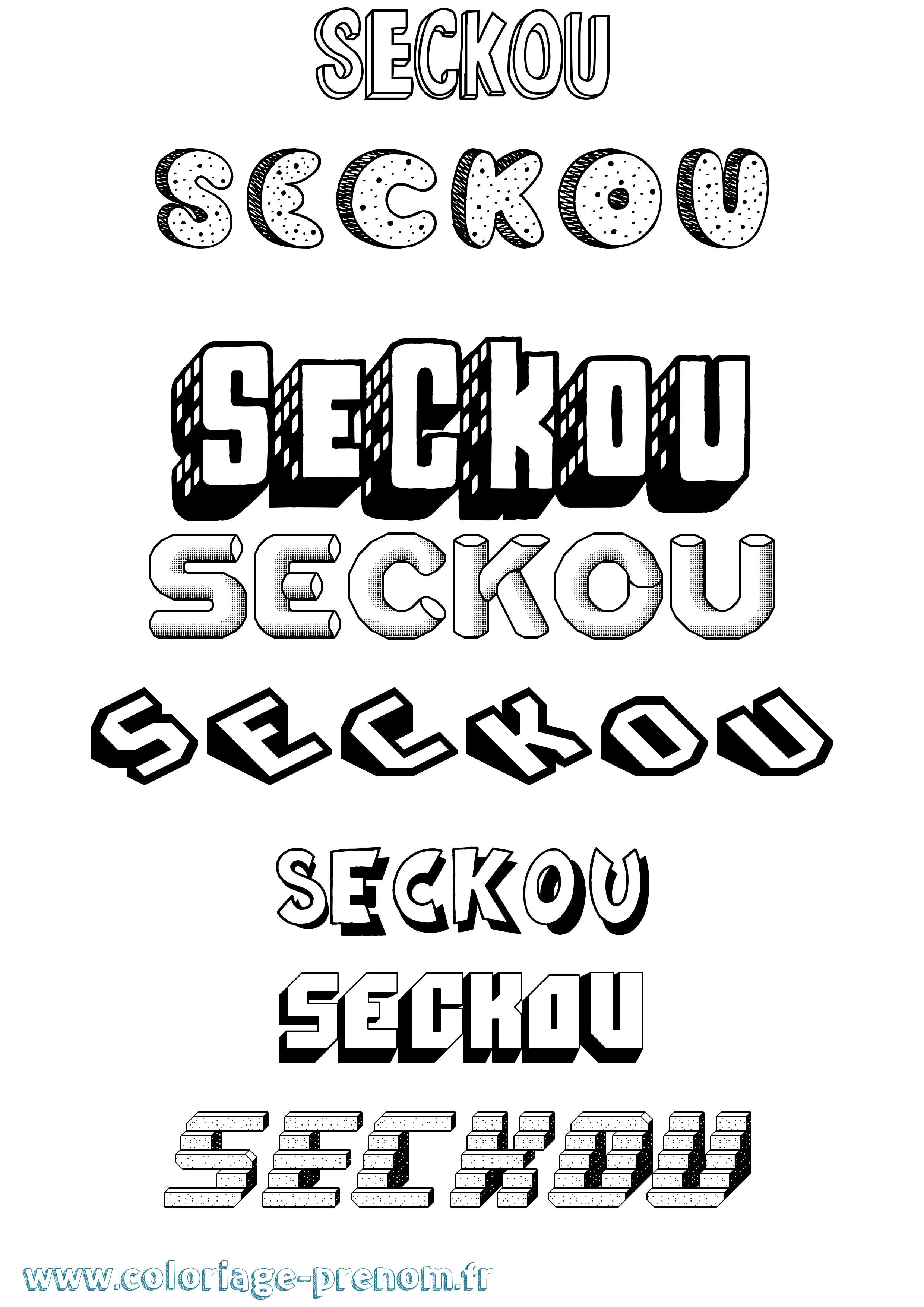 Coloriage Seckou Effet 3D Coloriage prénom Seckou Effet 3D