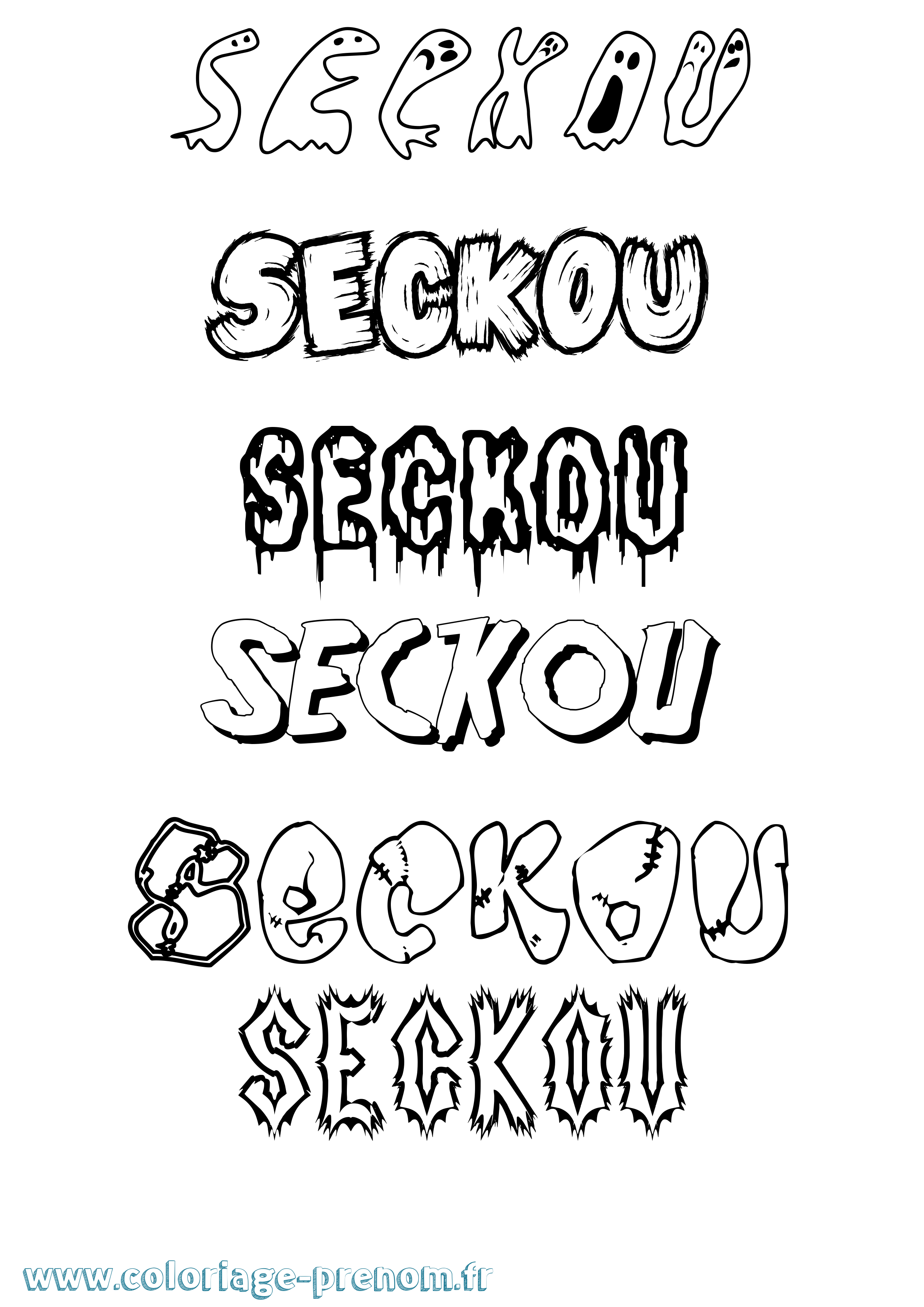 Coloriage Seckou Frisson Coloriage prénom Seckou Frisson