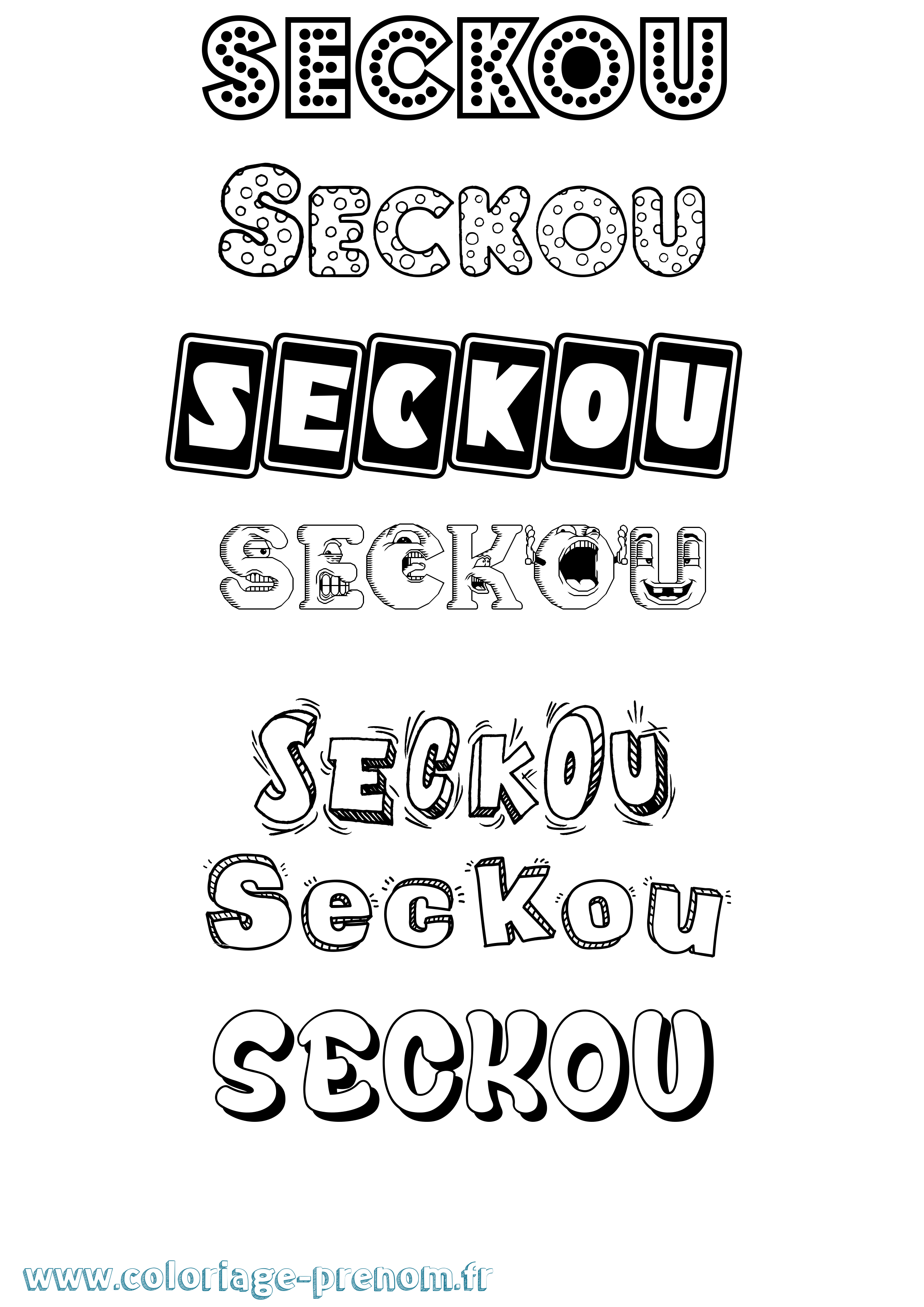 Coloriage Seckou Fun Coloriage prénom Seckou Fun