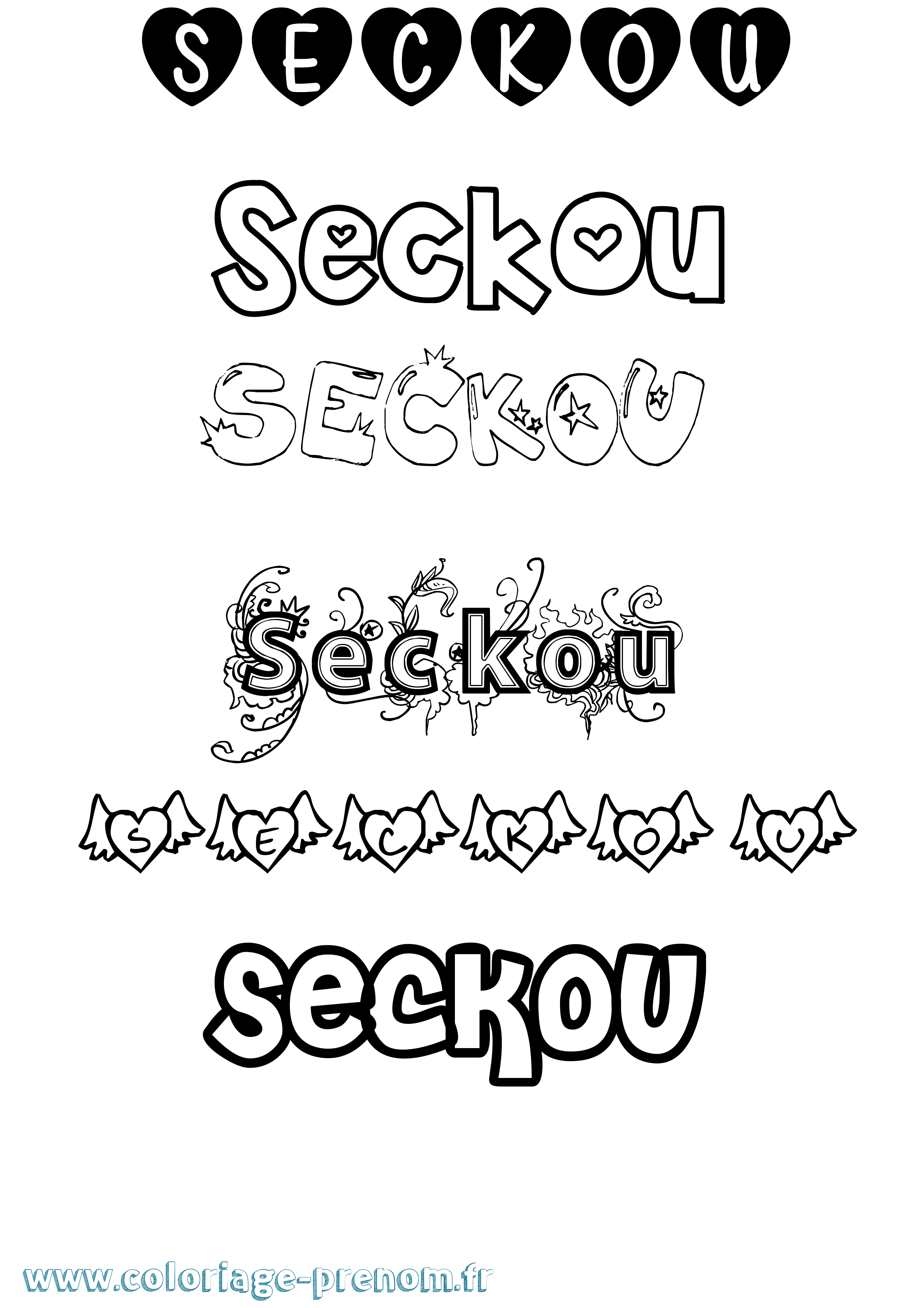 Coloriage Seckou Girly Coloriage prénom Seckou Girly