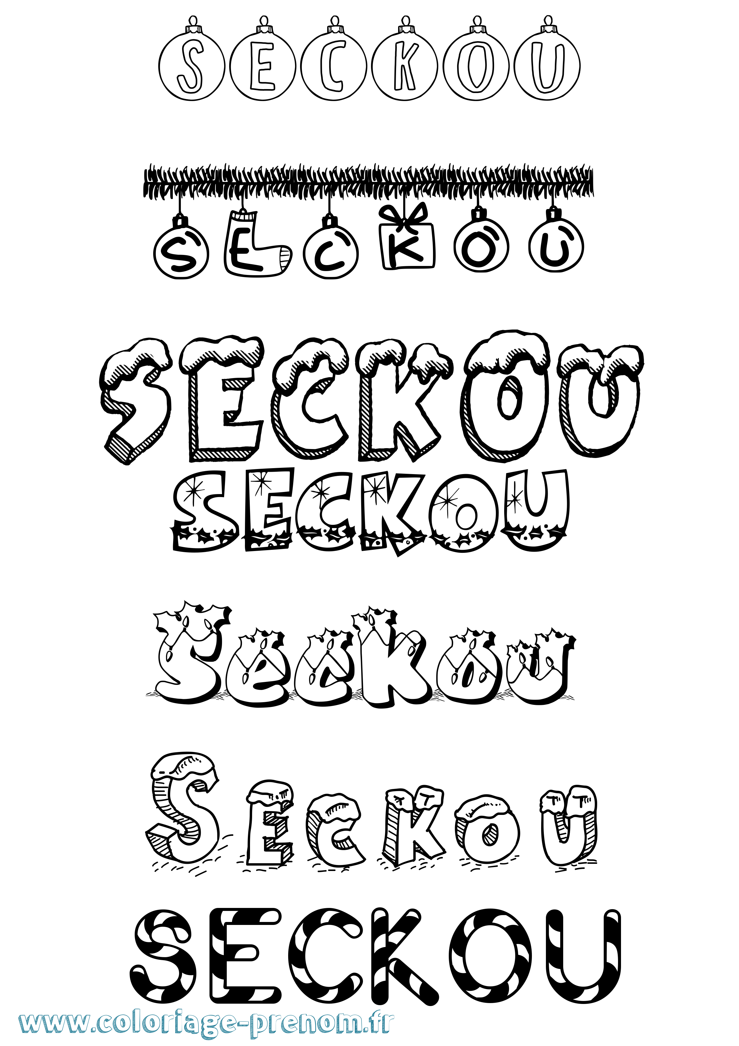 Coloriage Seckou Noël Coloriage prénom Seckou Noël