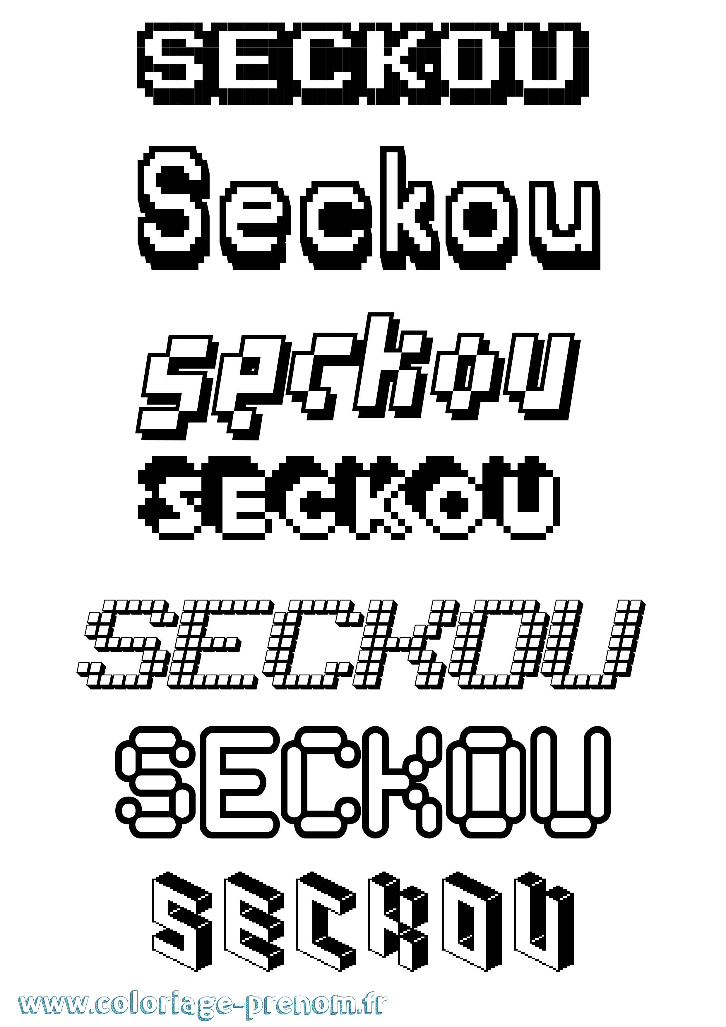 Coloriage Seckou Pixel Coloriage prénom Seckou Pixel