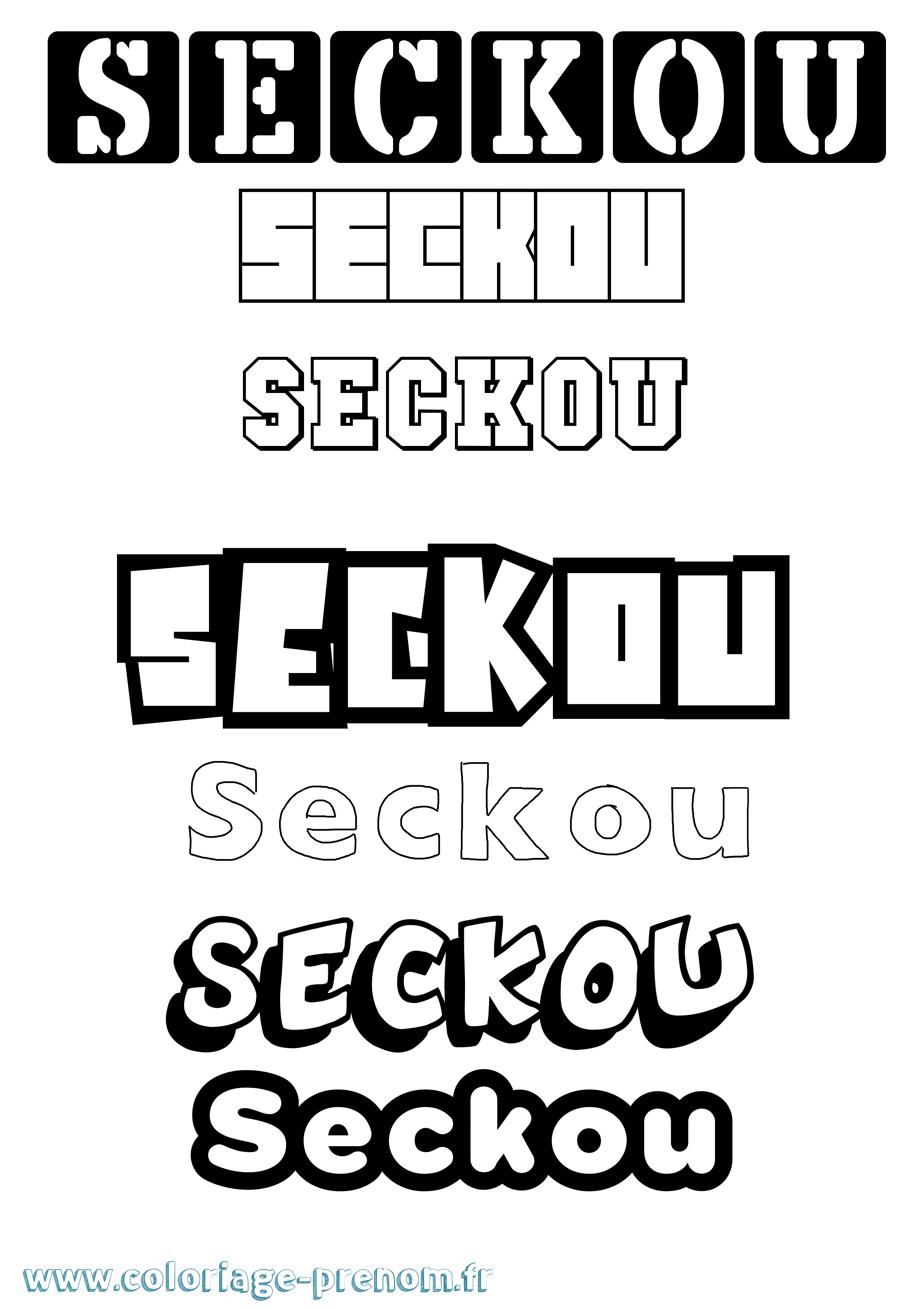 Coloriage Seckou Simple Coloriage prénom Seckou Simple