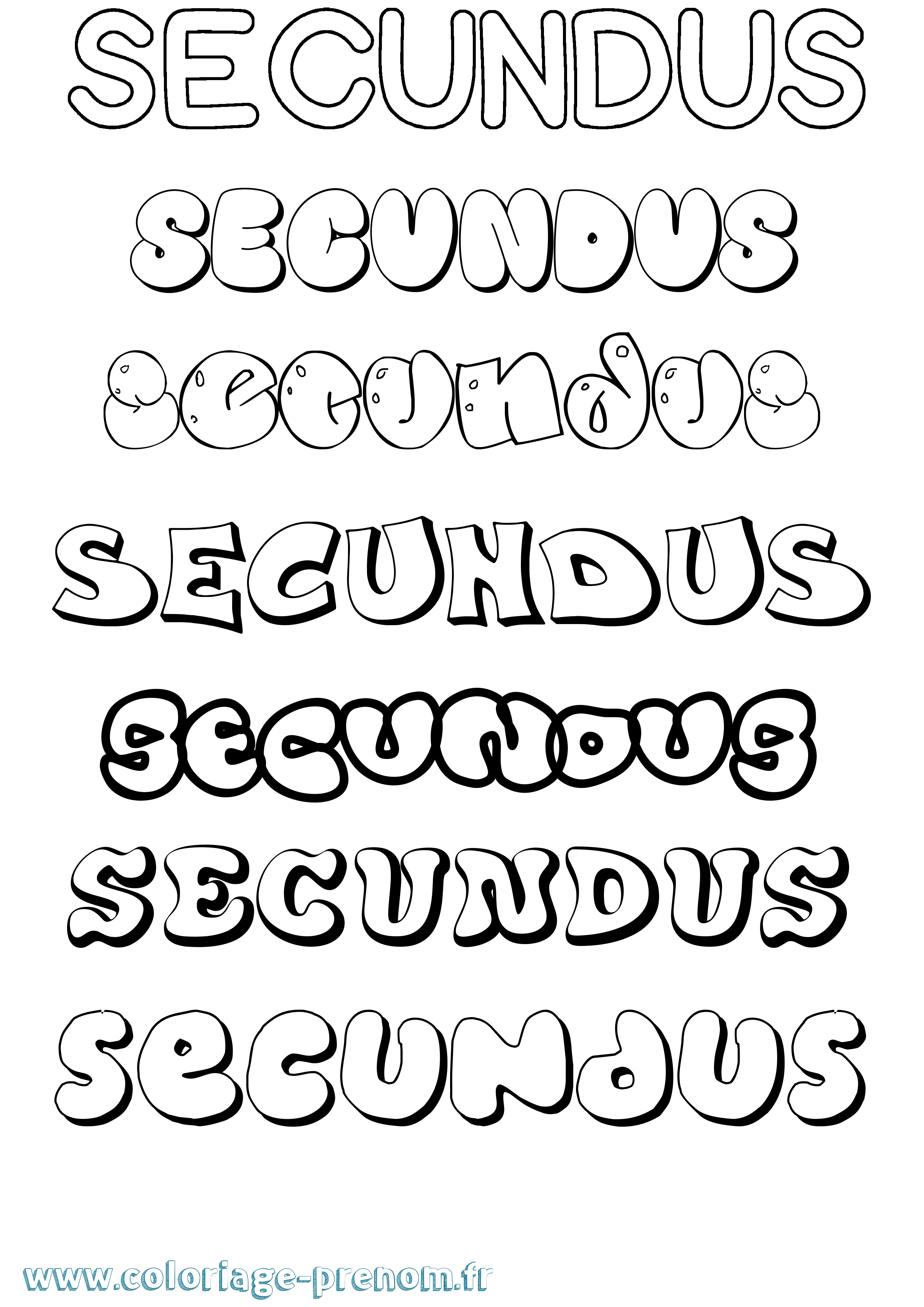 Coloriage Secundus Bubble Coloriage prénom Secundus Bubble