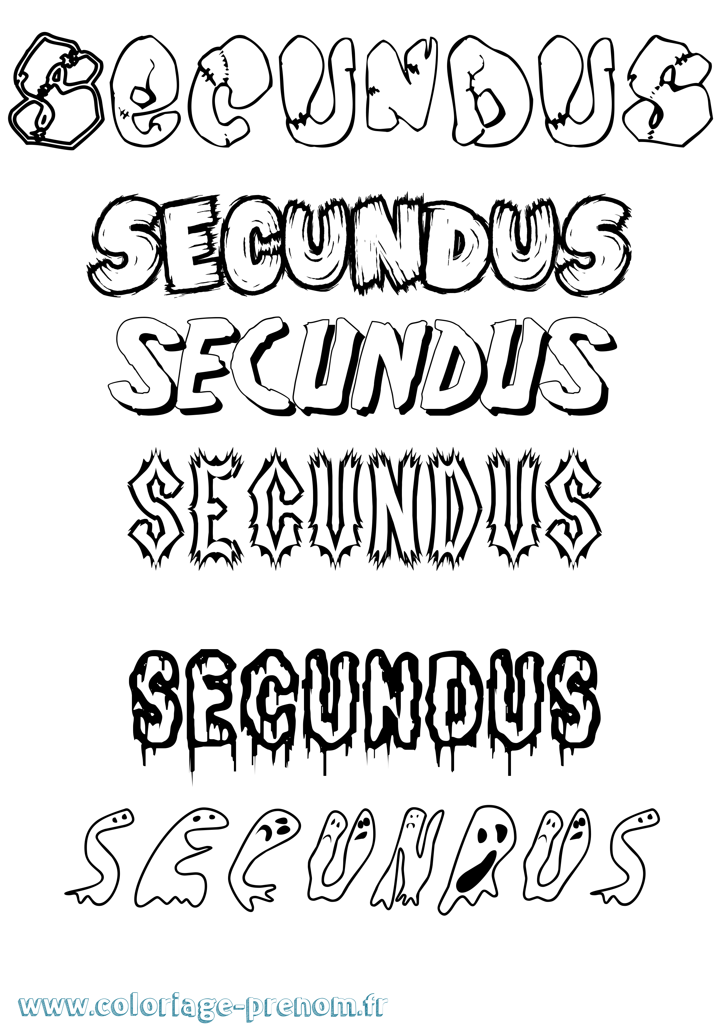 Coloriage Secundus Frisson Coloriage prénom Secundus Frisson