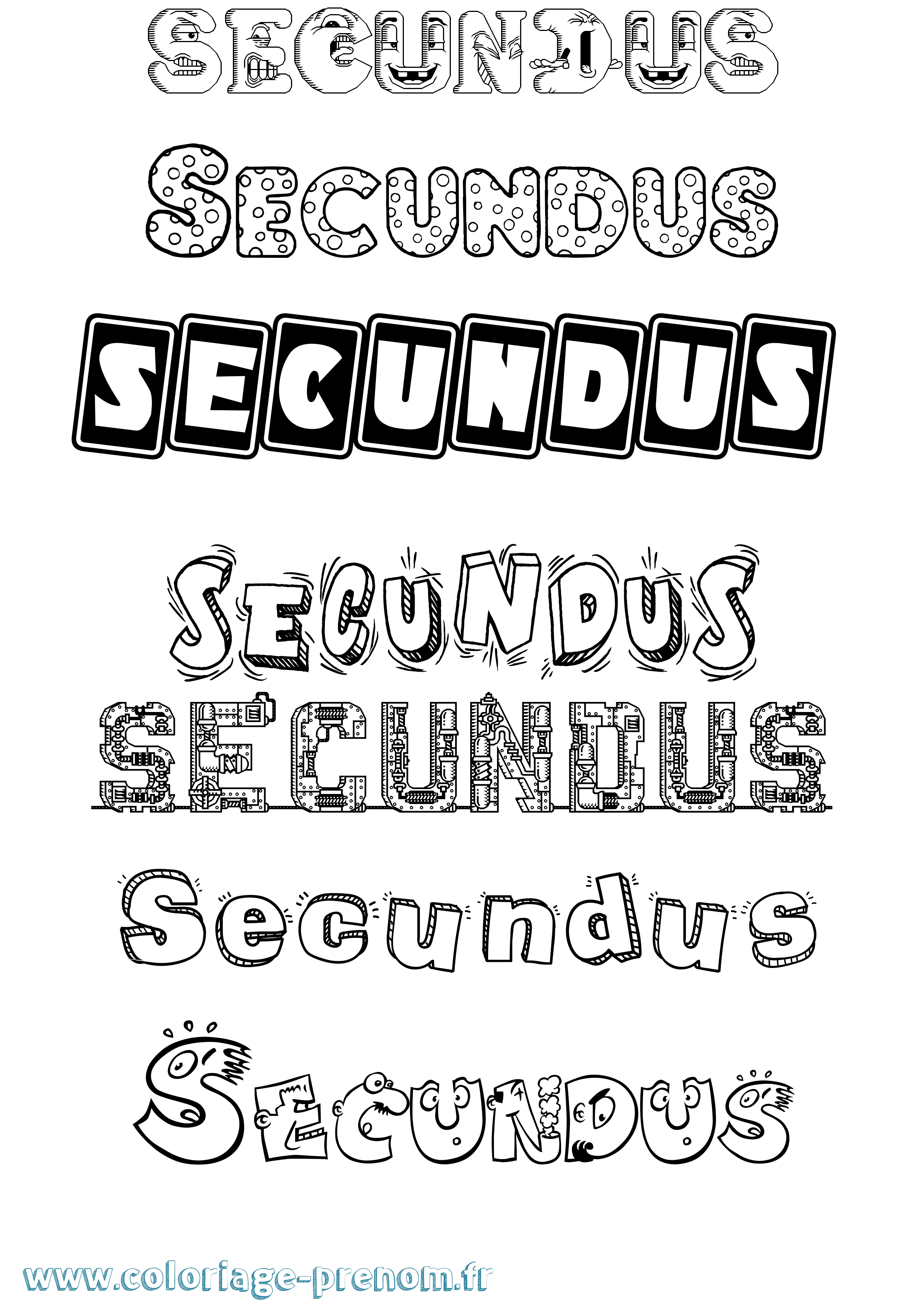 Coloriage Secundus Fun Coloriage prénom Secundus Fun