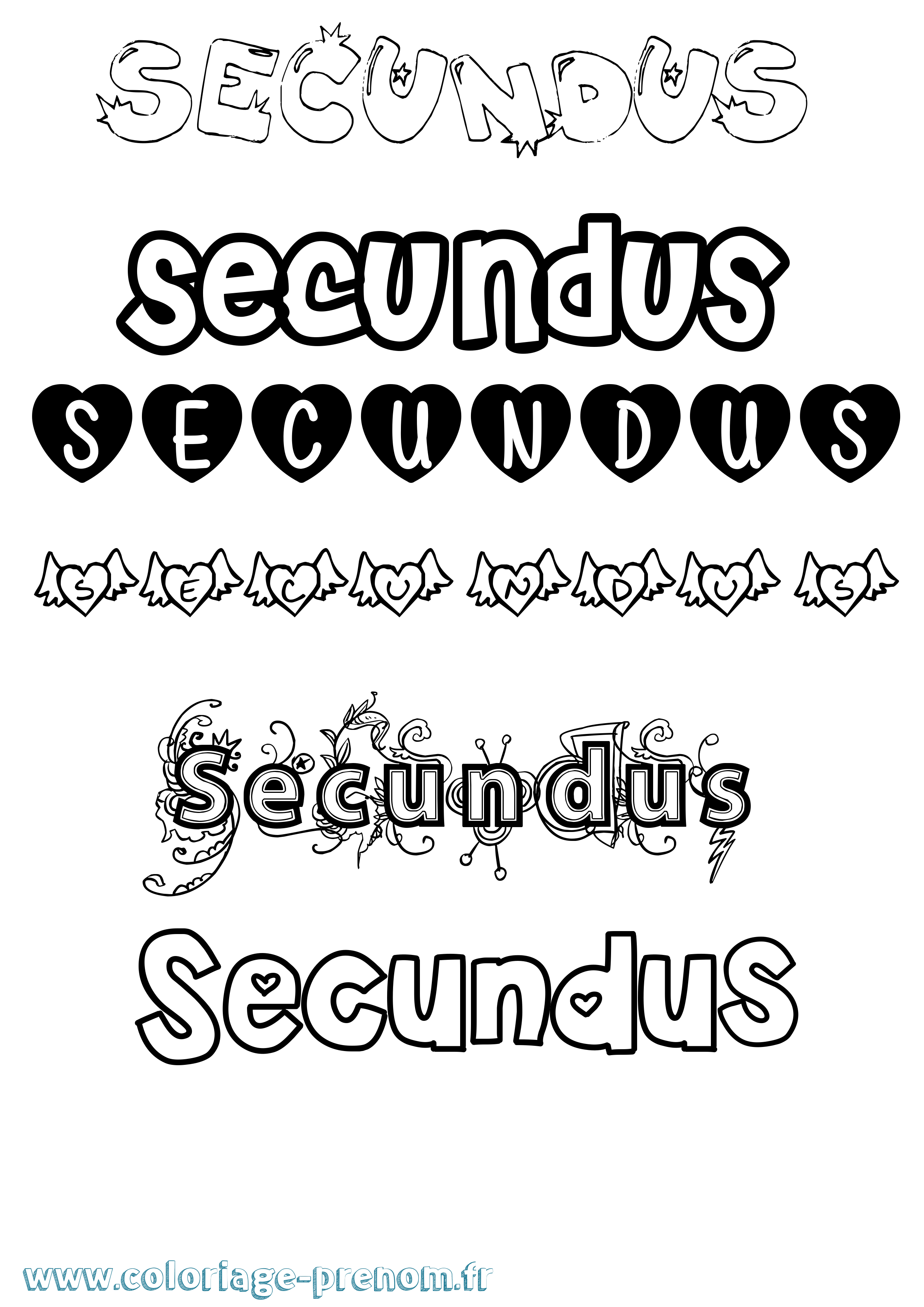 Coloriage Secundus Girly Coloriage prénom Secundus Girly