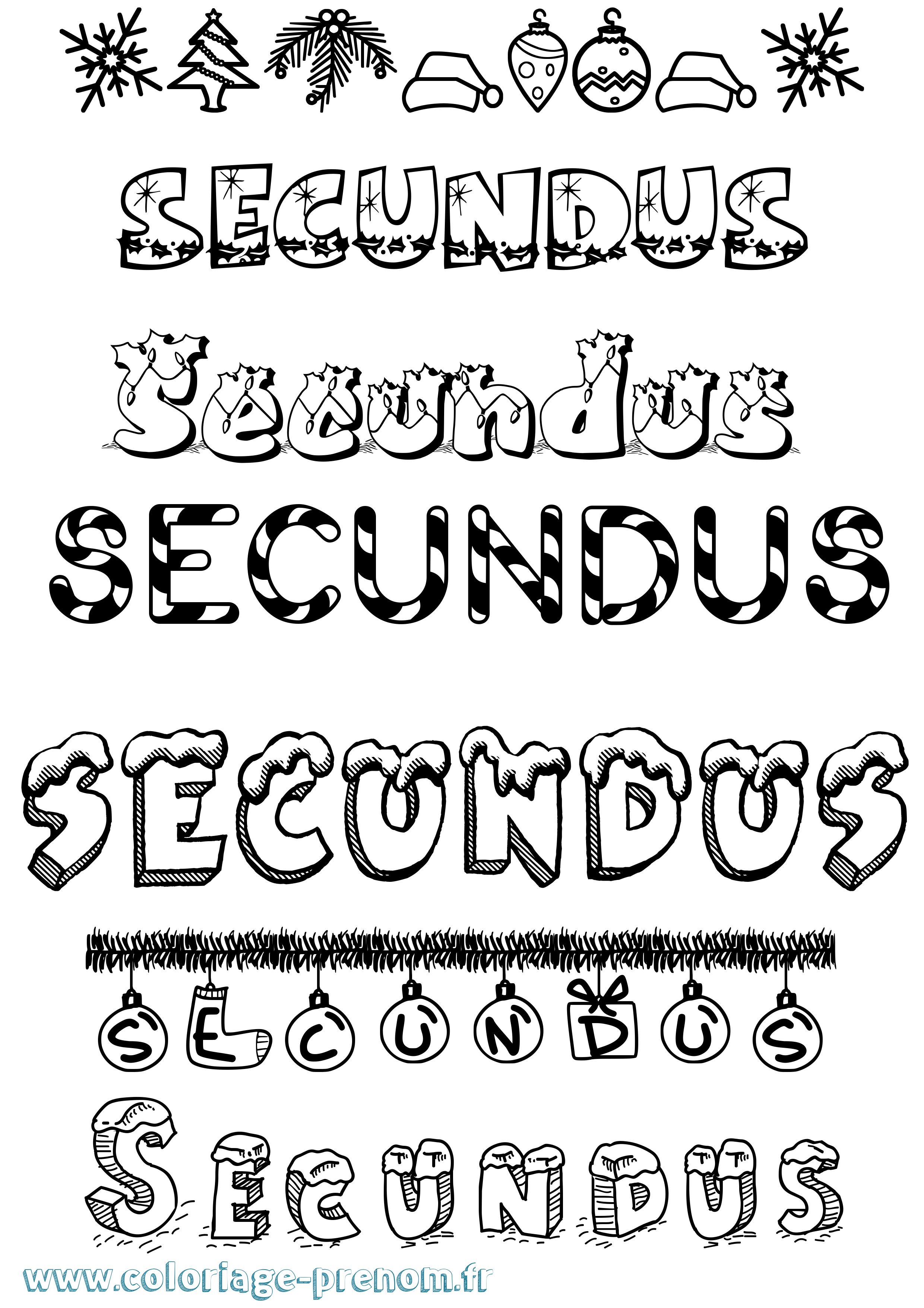 Coloriage Secundus Noël Coloriage prénom Secundus Noël