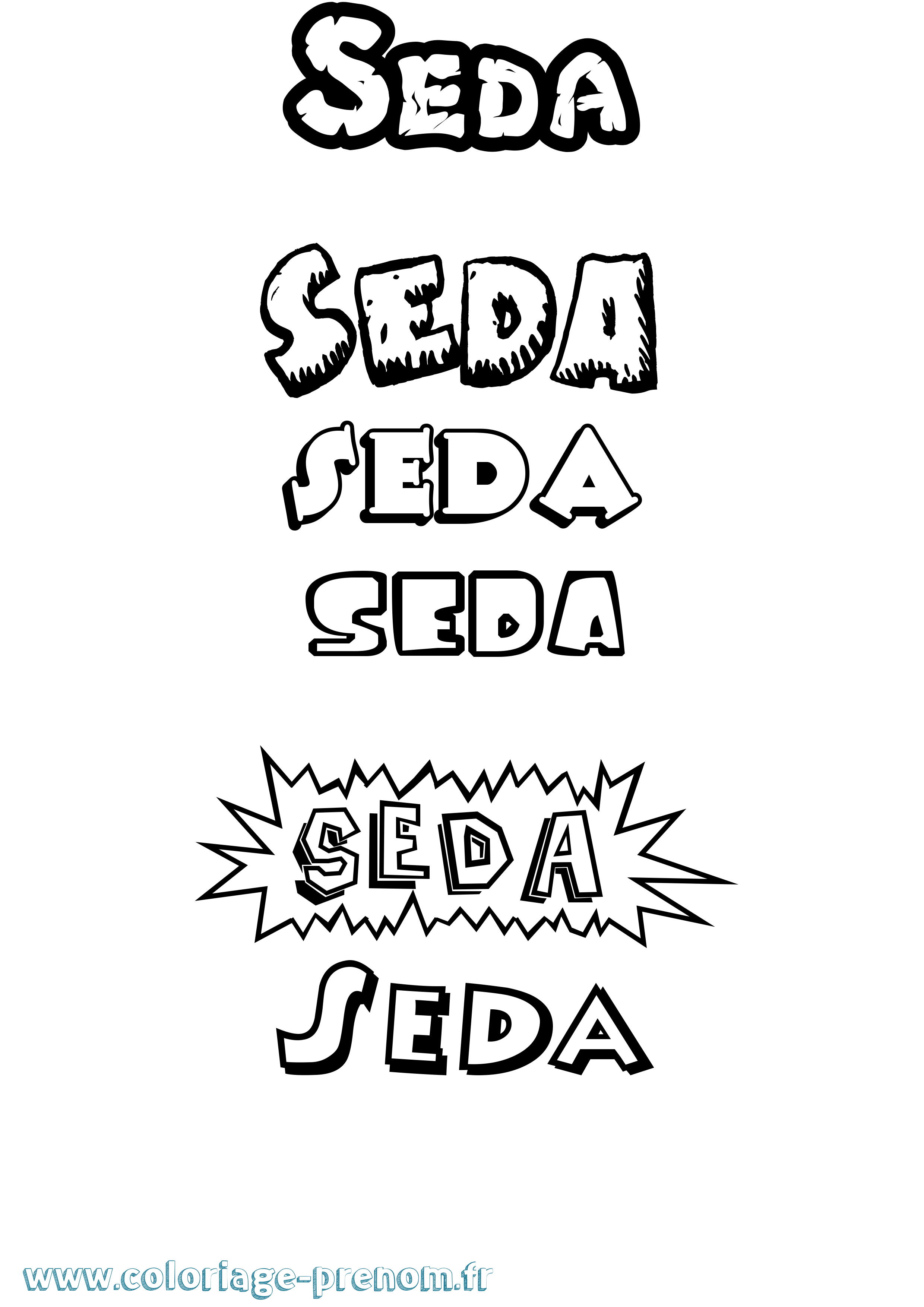 Coloriage Seda Dessin Animé Coloriage prénom Seda Dessin Animé