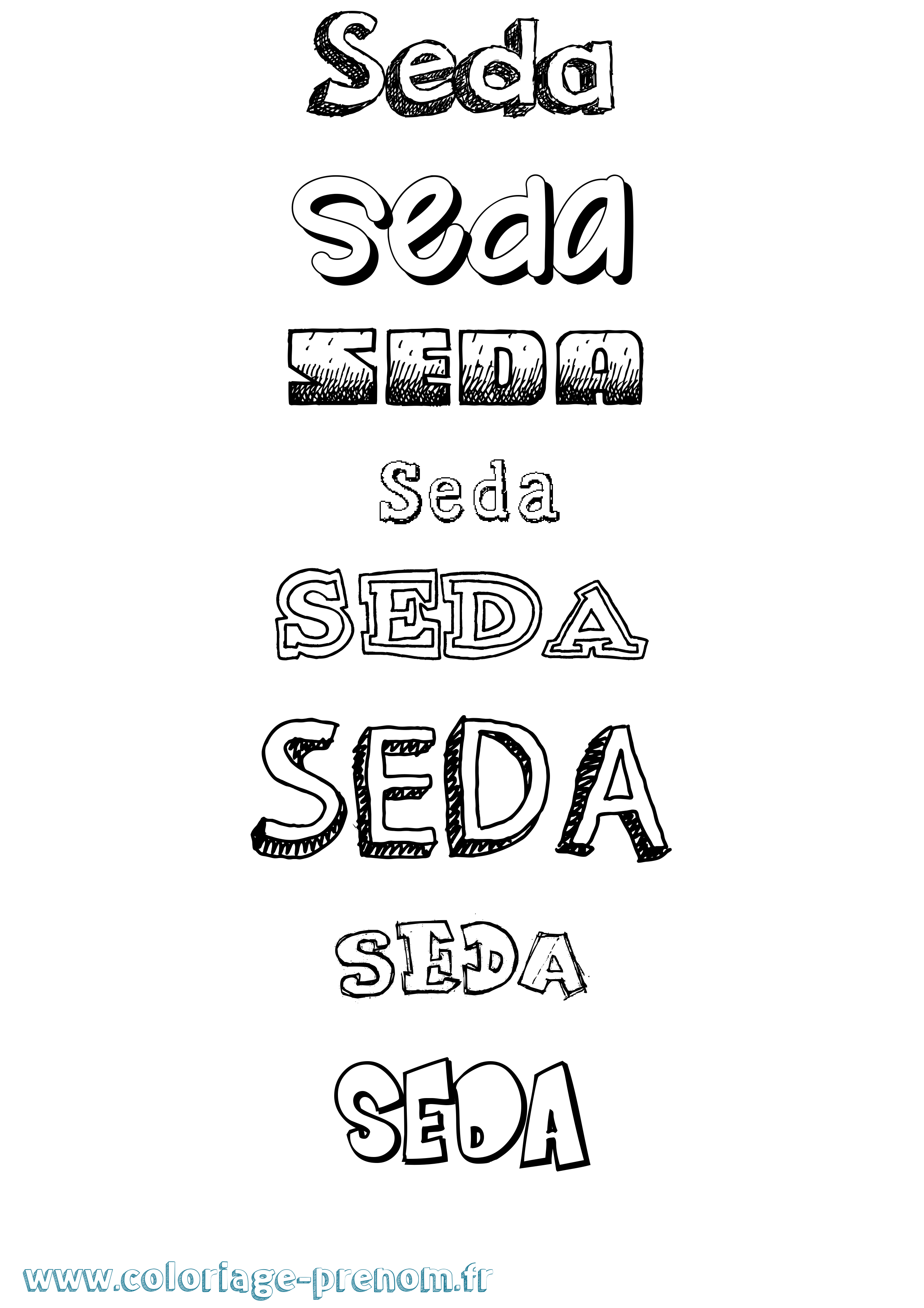 Coloriage Seda Dessiné Coloriage prénom Seda Dessiné