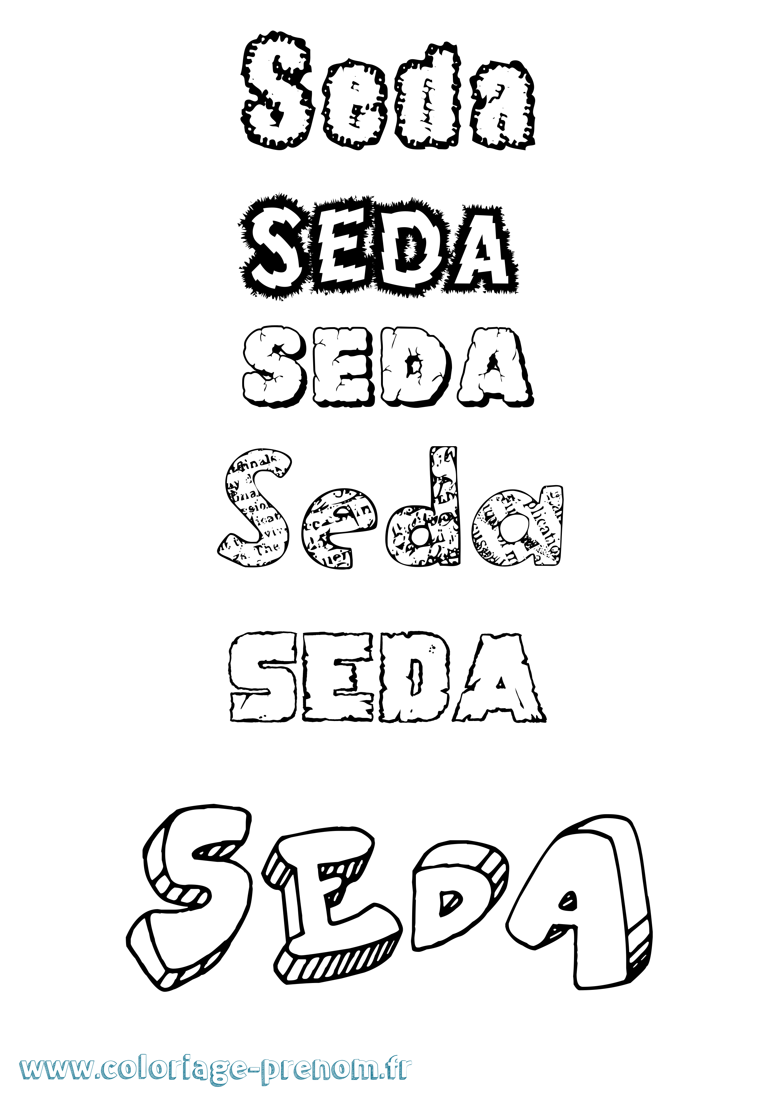 Coloriage Seda Destructuré Coloriage prénom Seda Destructuré