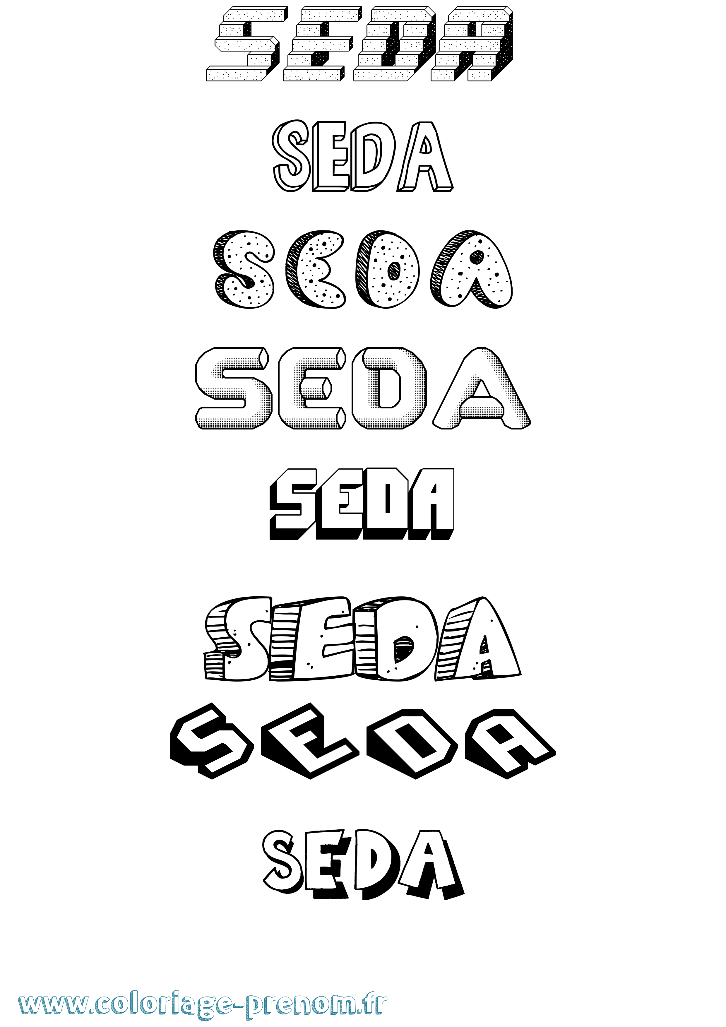 Coloriage Seda Effet 3D Coloriage prénom Seda Effet 3D