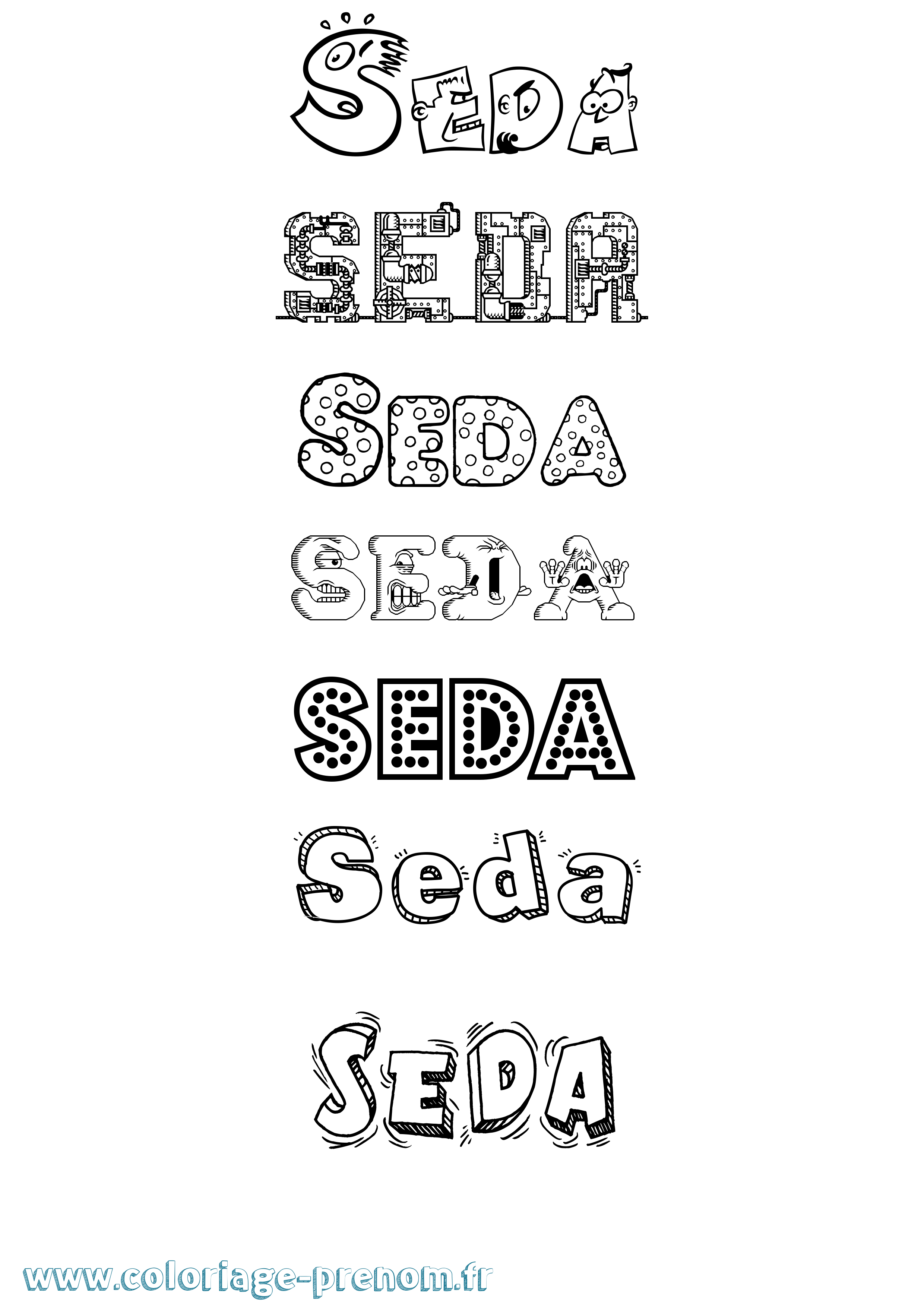Coloriage Seda Fun Coloriage prénom Seda Fun
