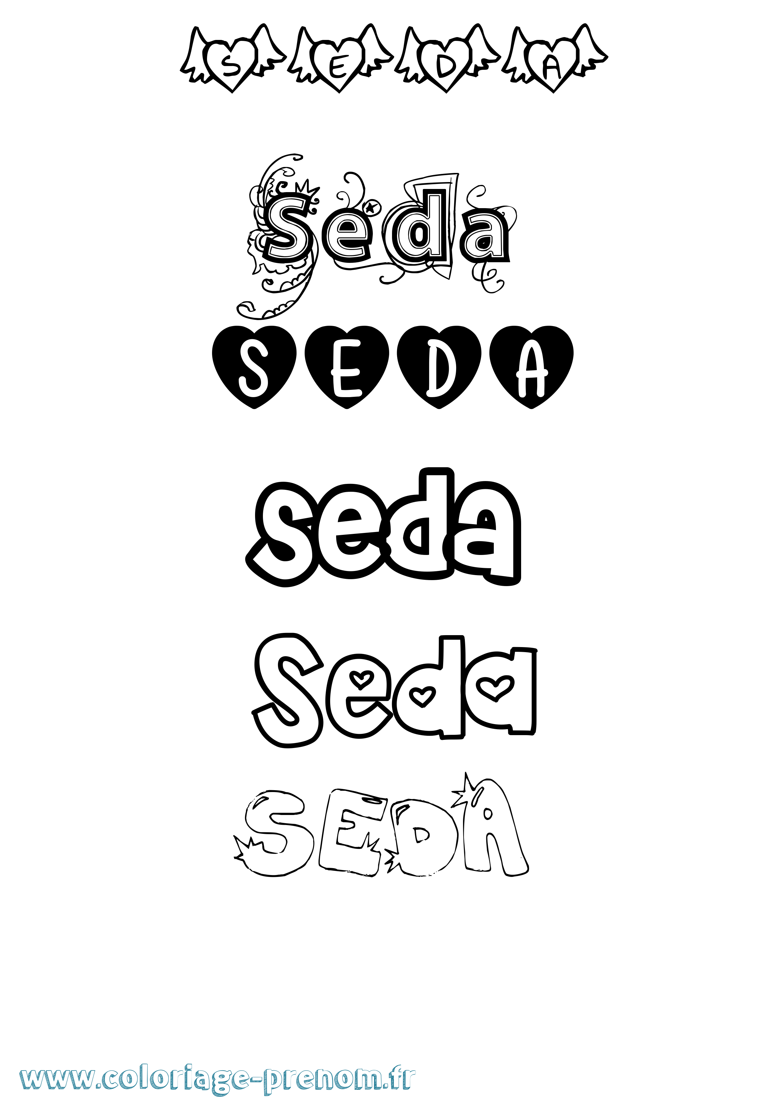 Coloriage Seda Girly Coloriage prénom Seda Girly