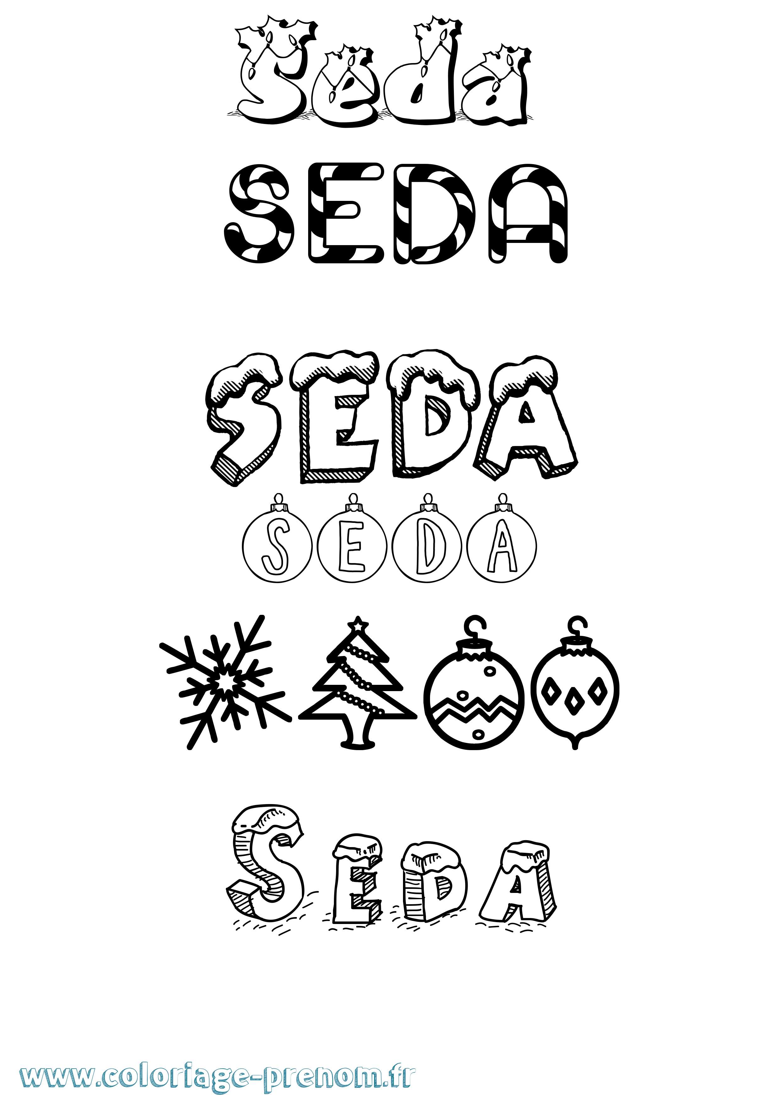 Coloriage Seda Noël Coloriage prénom Seda Noël