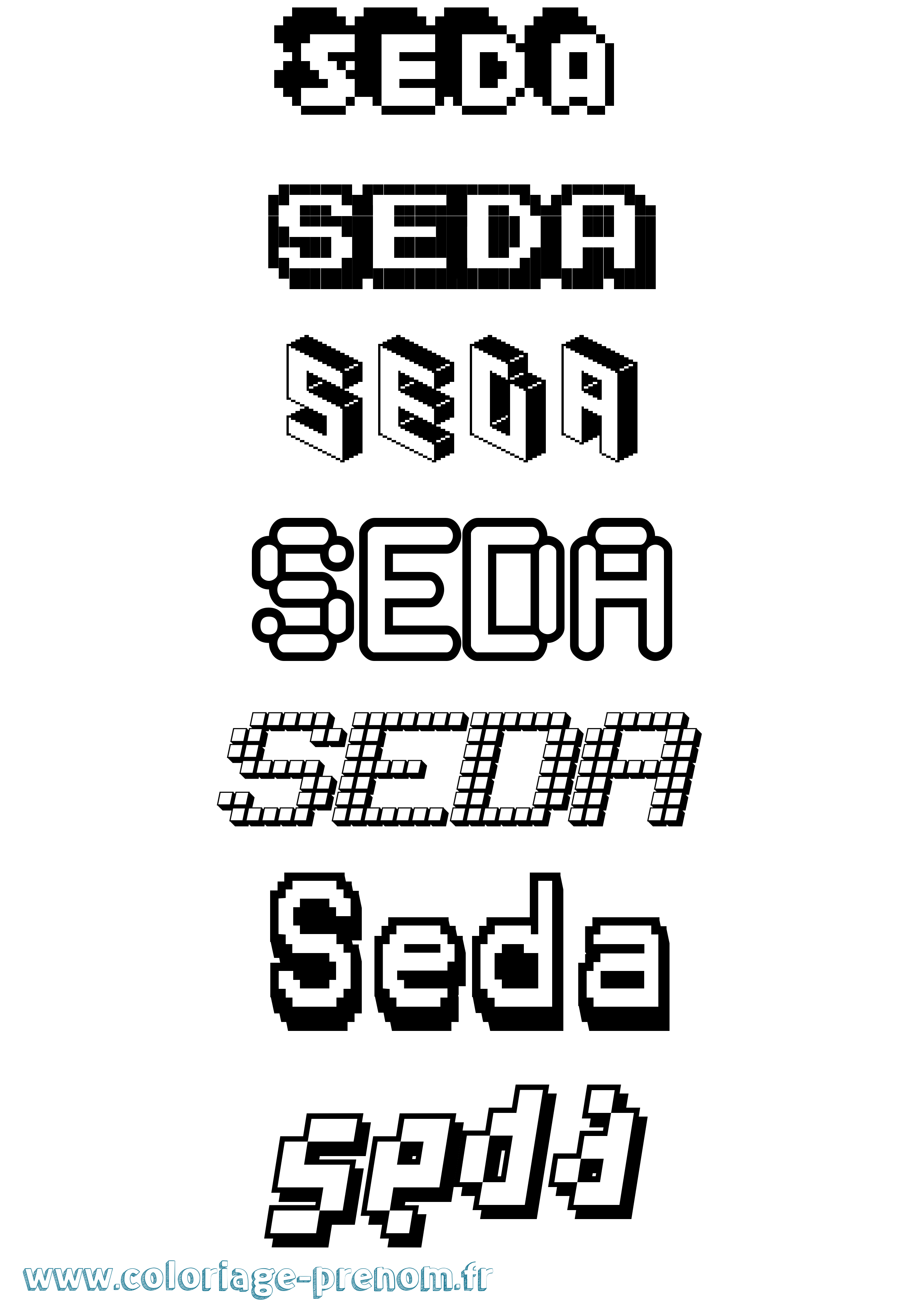 Coloriage Seda Pixel Coloriage prénom Seda Pixel