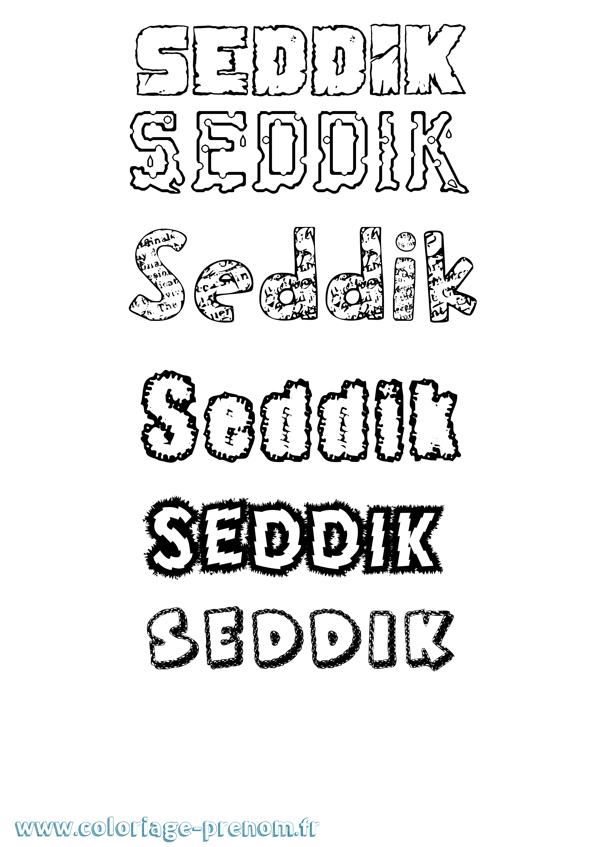 Coloriage Seddik Destructuré Coloriage prénom Seddik Destructuré