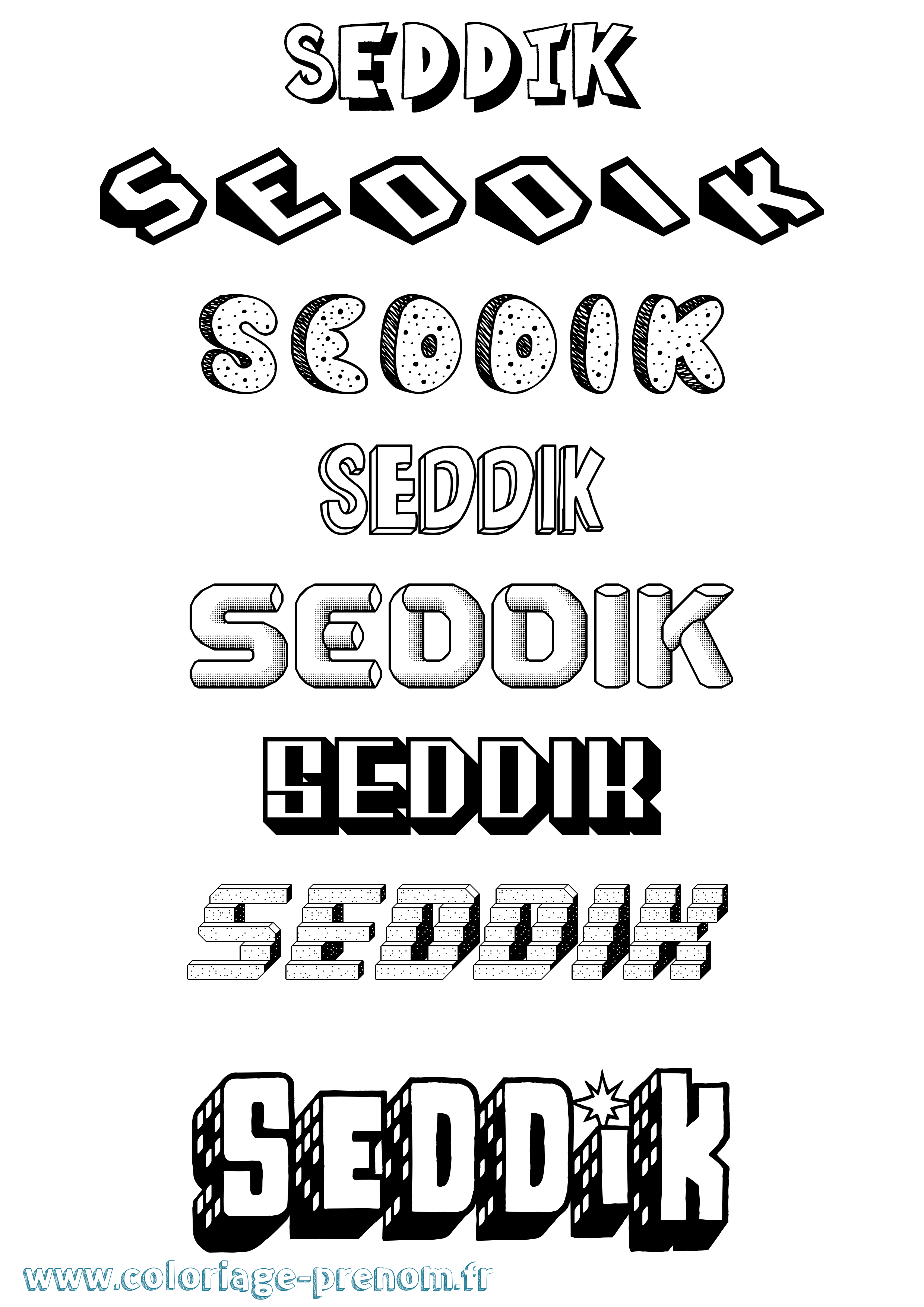 Coloriage Seddik Effet 3D Coloriage prénom Seddik Effet 3D