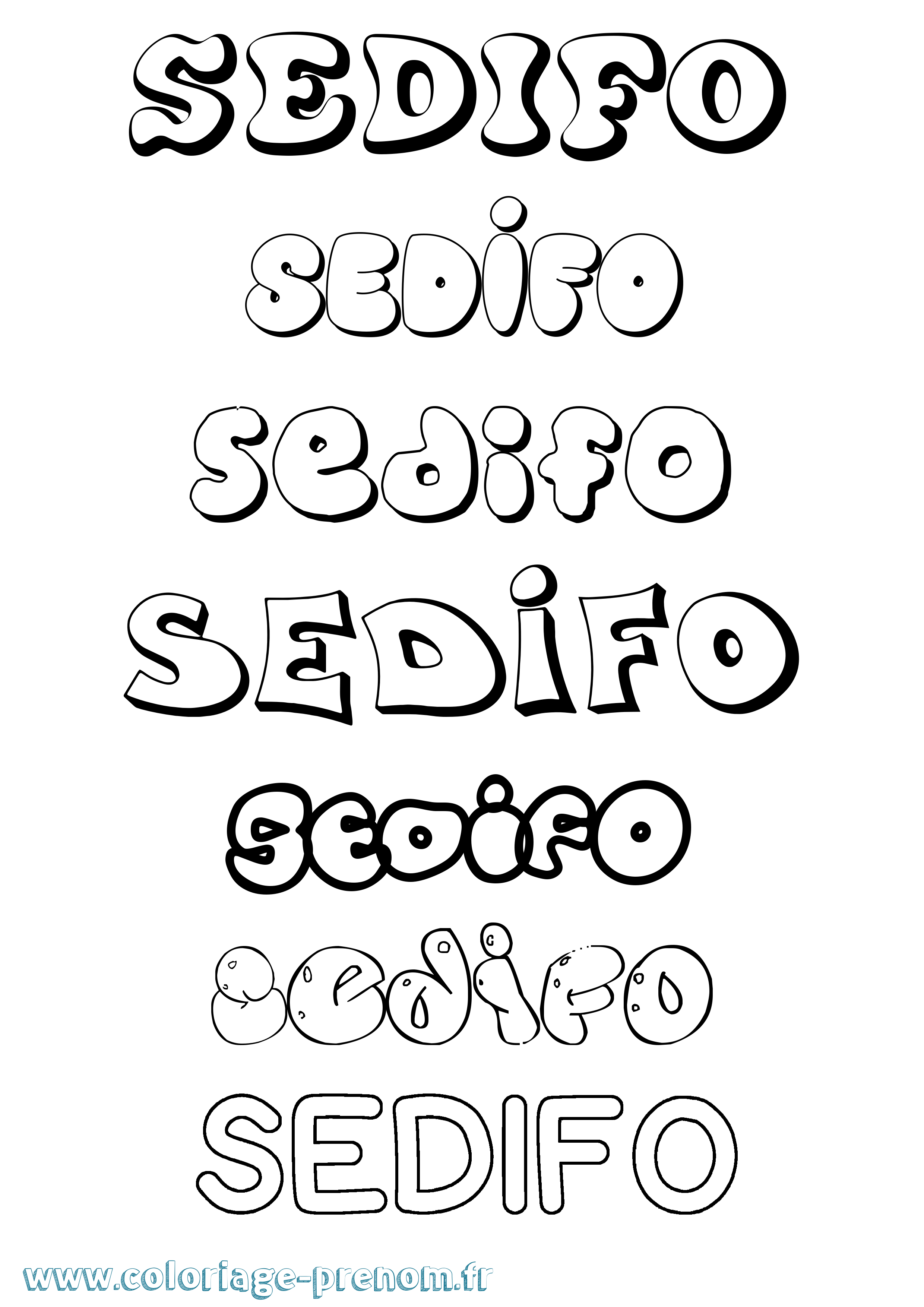 Coloriage Sedifo Bubble Coloriage prénom Sedifo Bubble