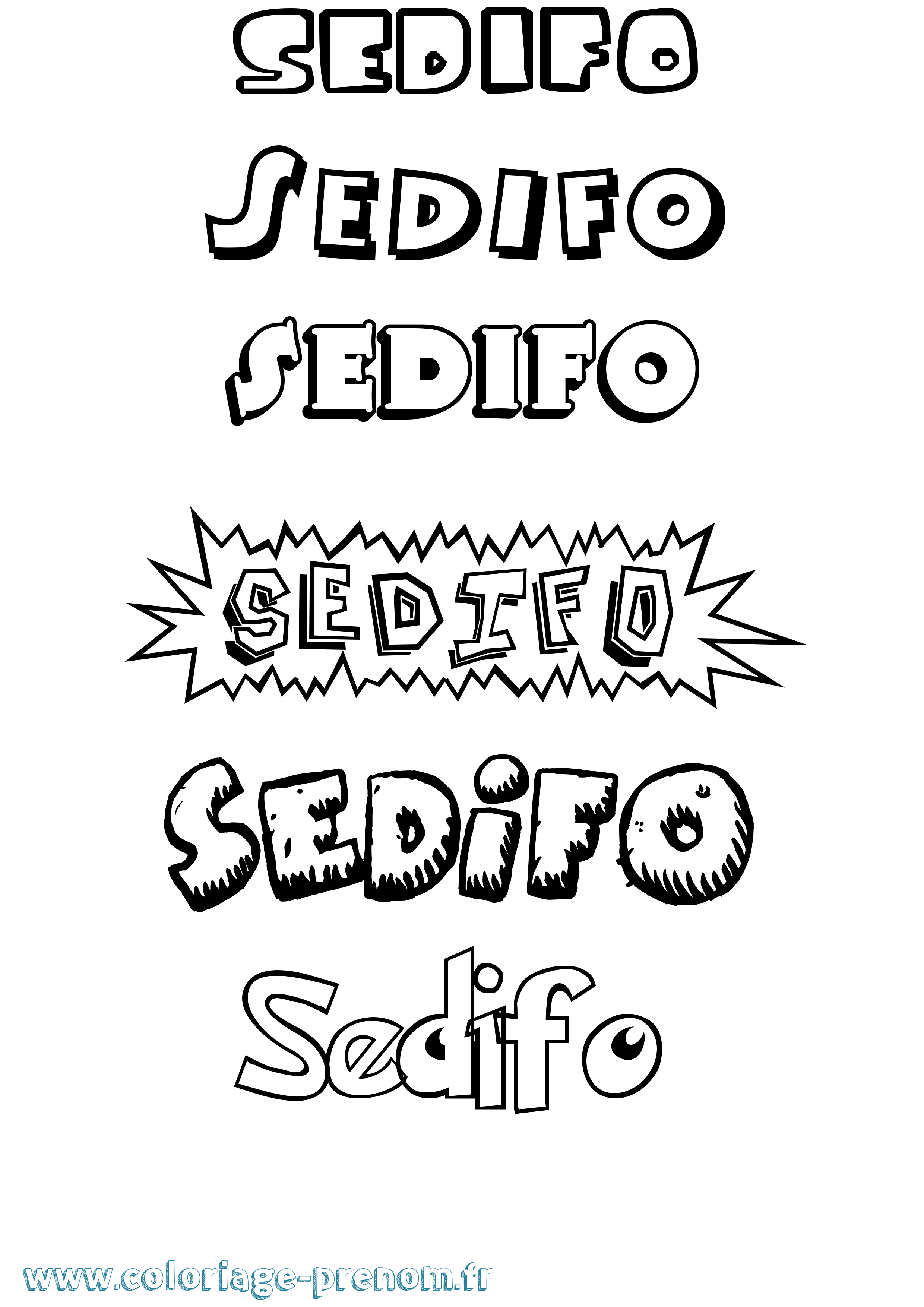Coloriage Sedifo Dessin Animé Coloriage prénom Sedifo Dessin Animé