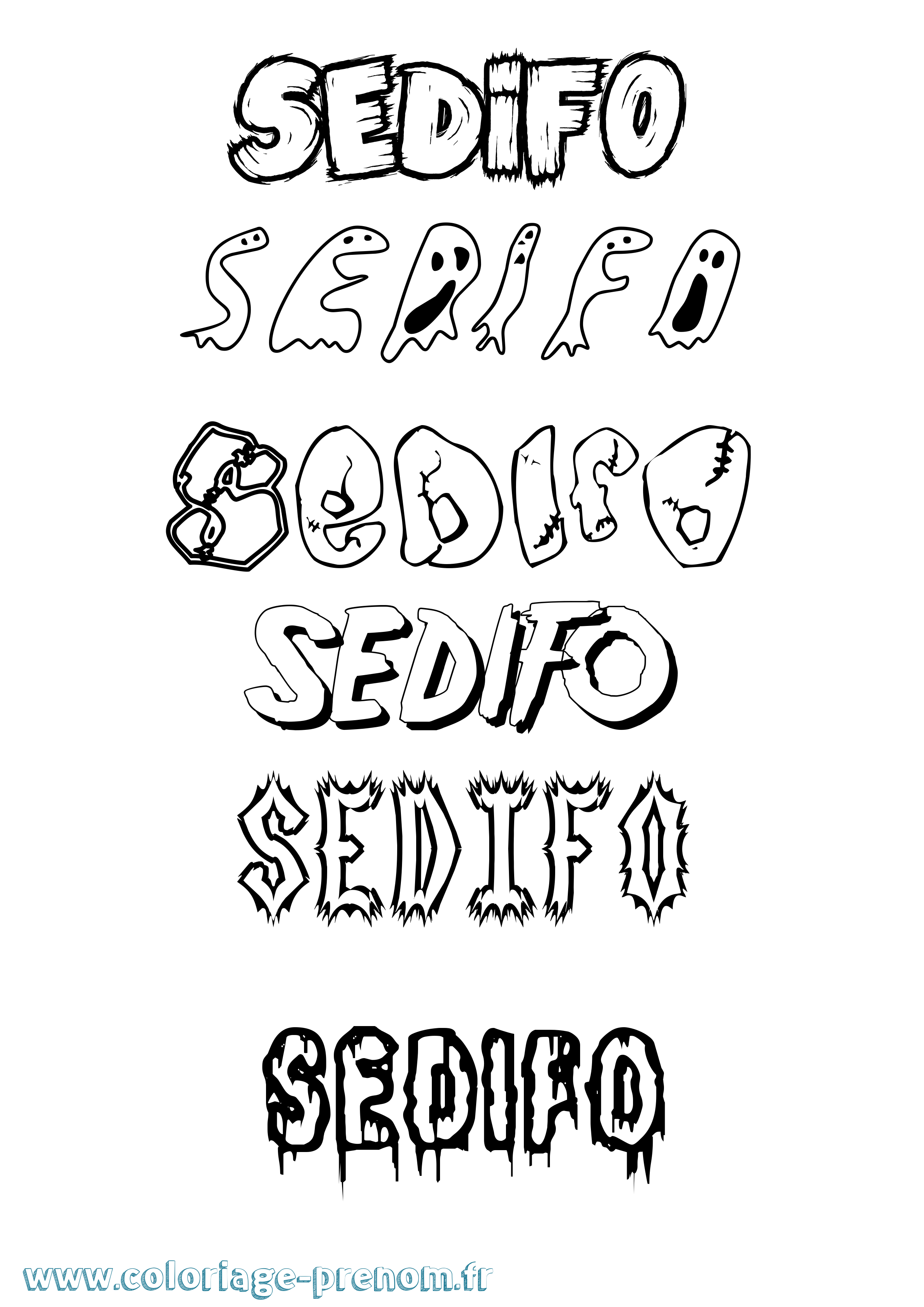 Coloriage Sedifo Frisson Coloriage prénom Sedifo Frisson
