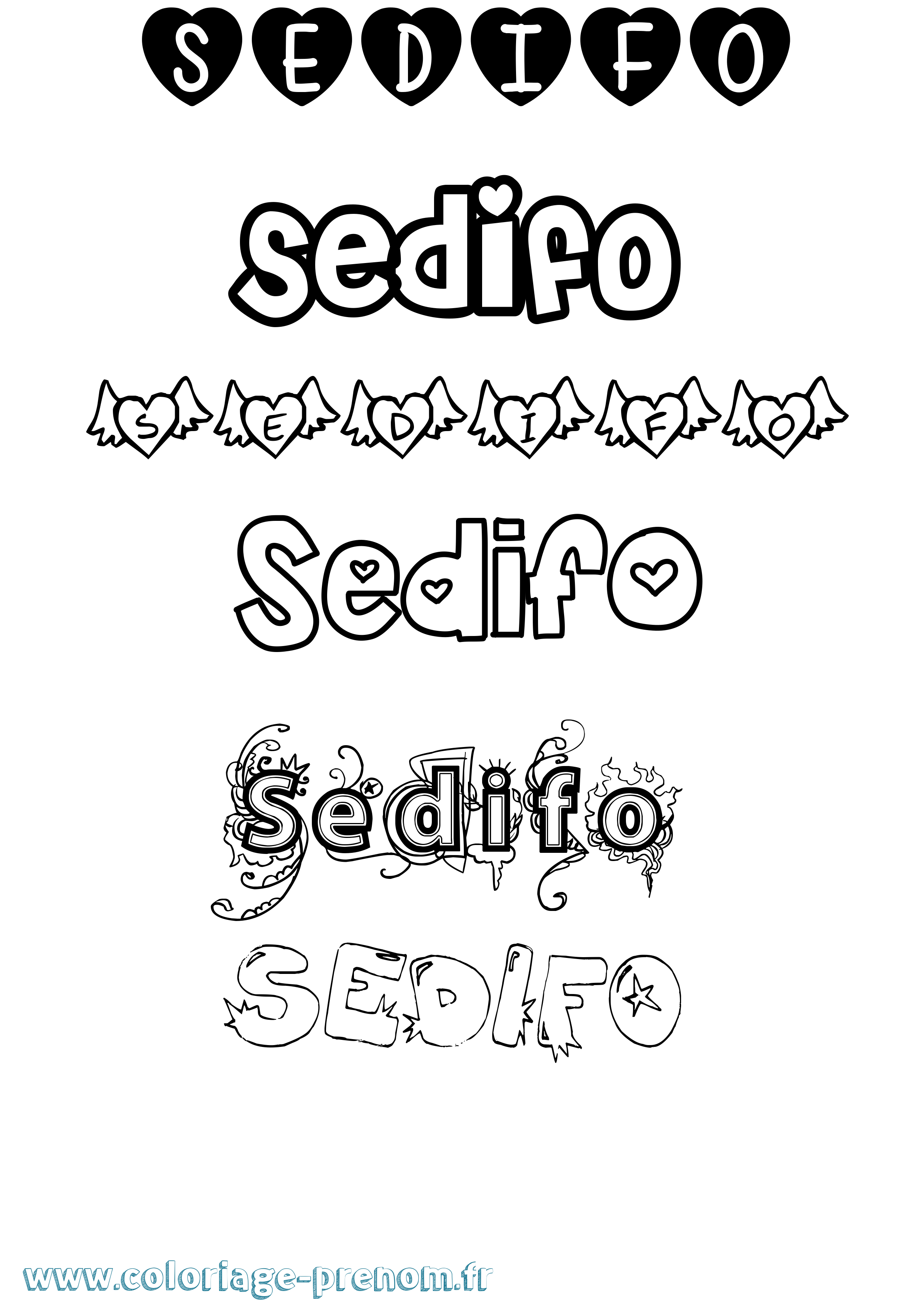 Coloriage Sedifo Girly Coloriage prénom Sedifo Girly