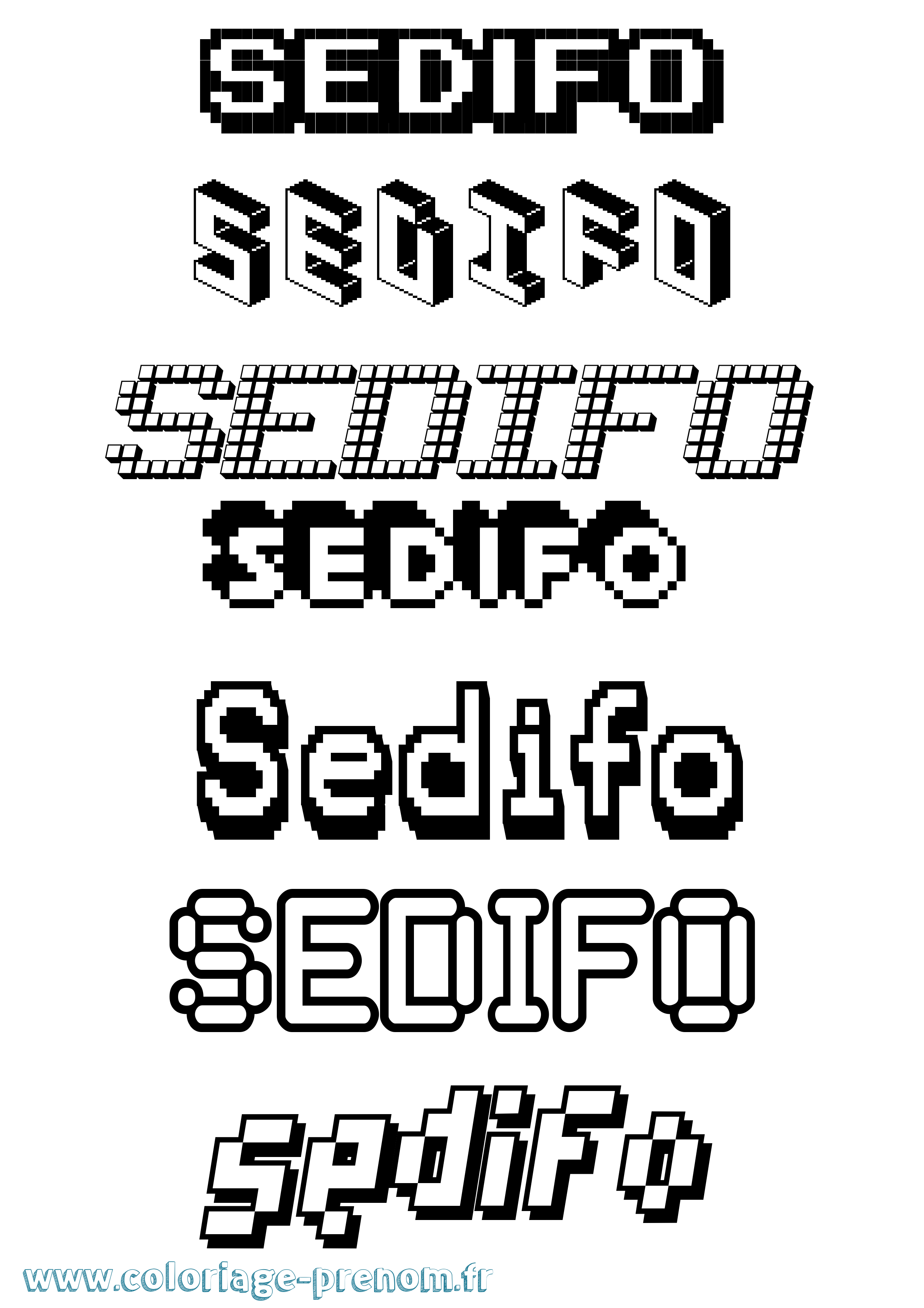 Coloriage Sedifo Pixel Coloriage prénom Sedifo Pixel