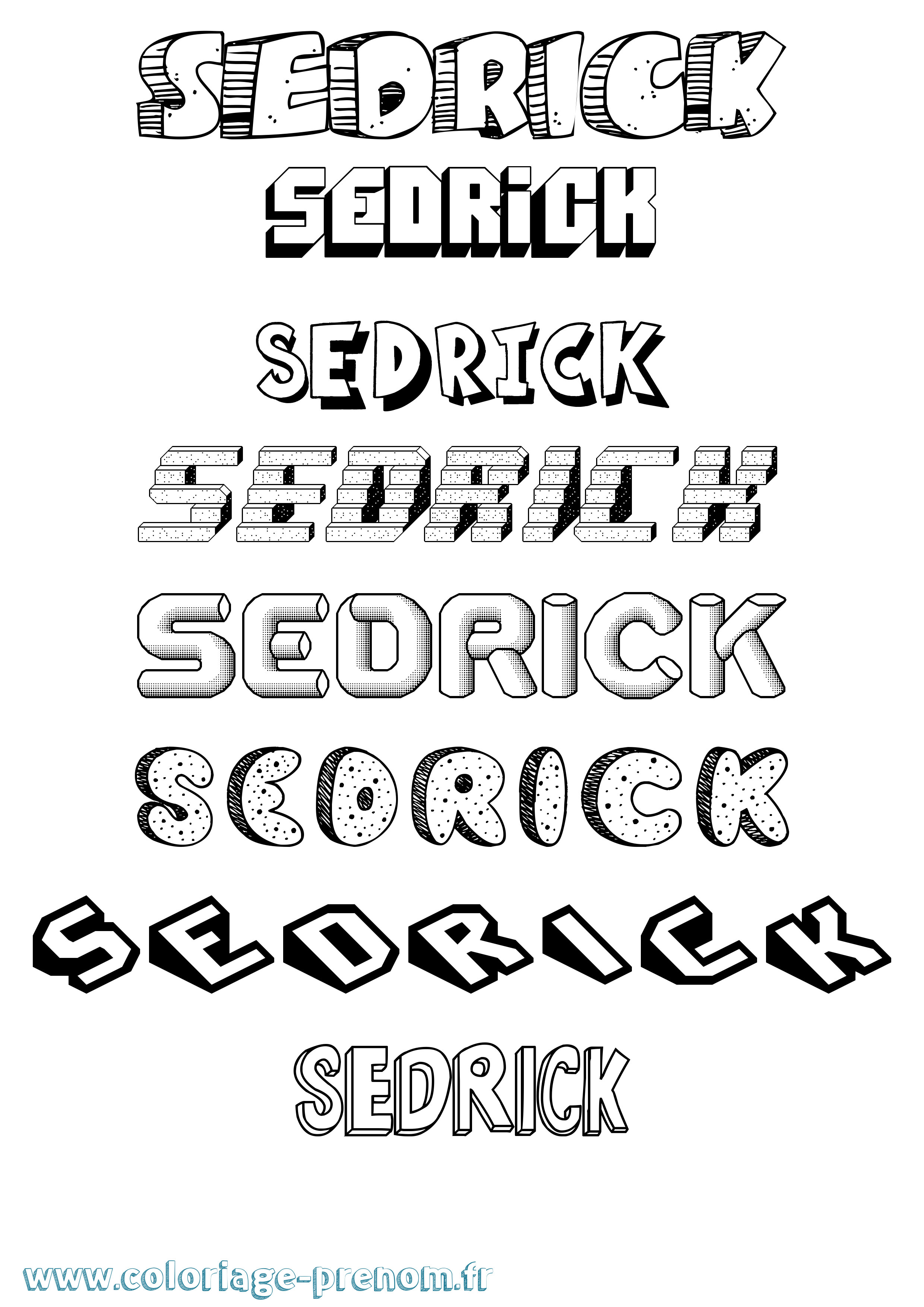 Coloriage Sedrick Effet 3D Coloriage prénom Sedrick Effet 3D