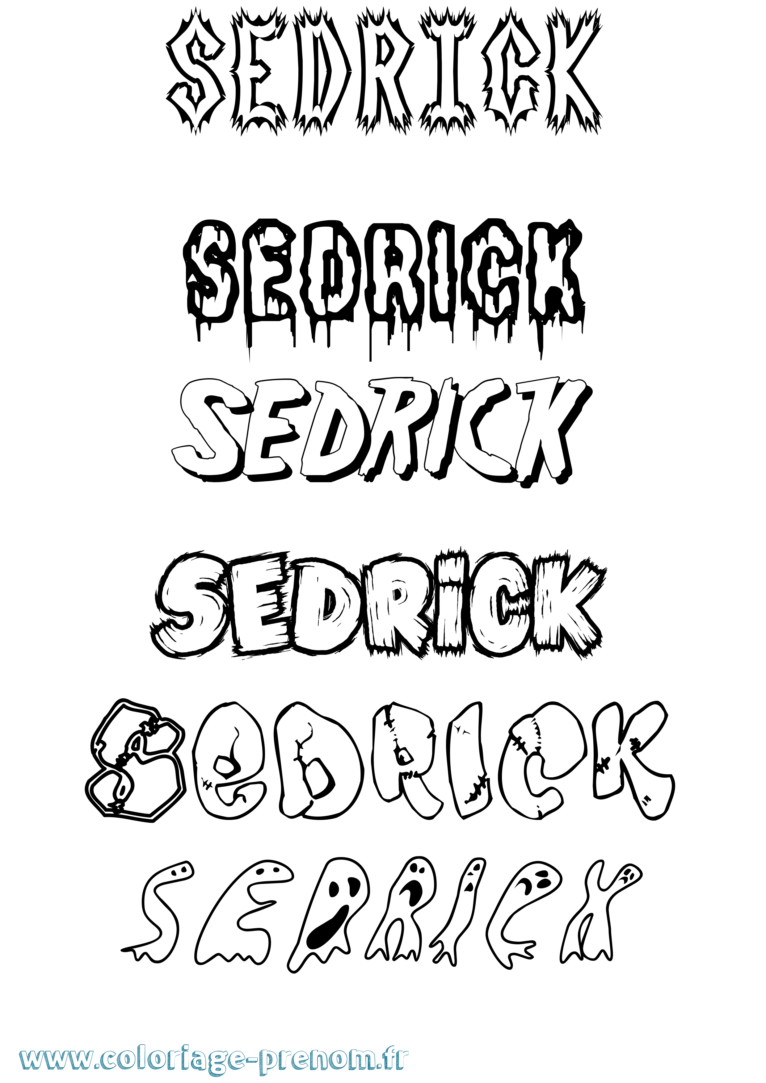 Coloriage Sedrick Frisson Coloriage prénom Sedrick Frisson