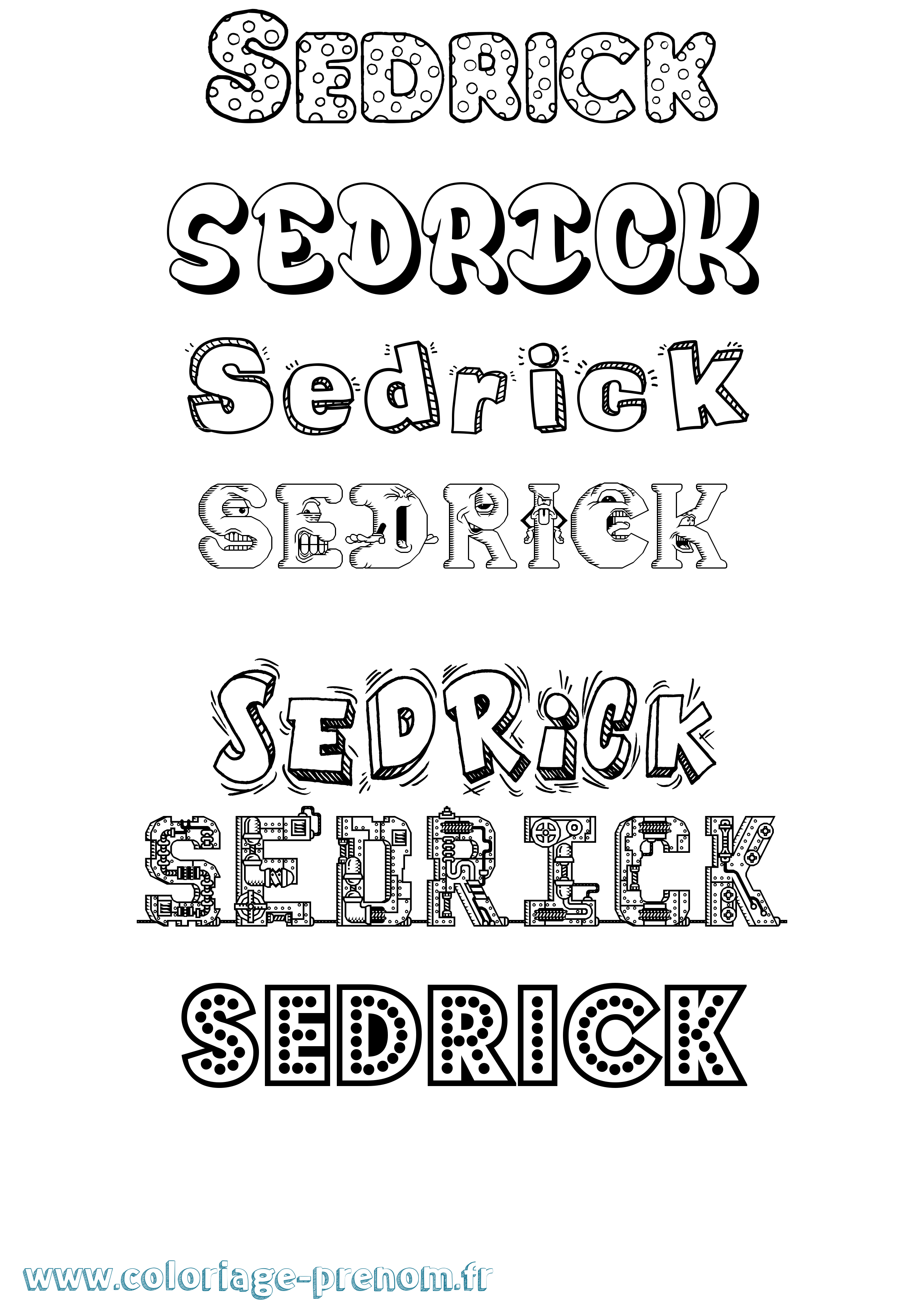 Coloriage Sedrick Fun Coloriage prénom Sedrick Fun