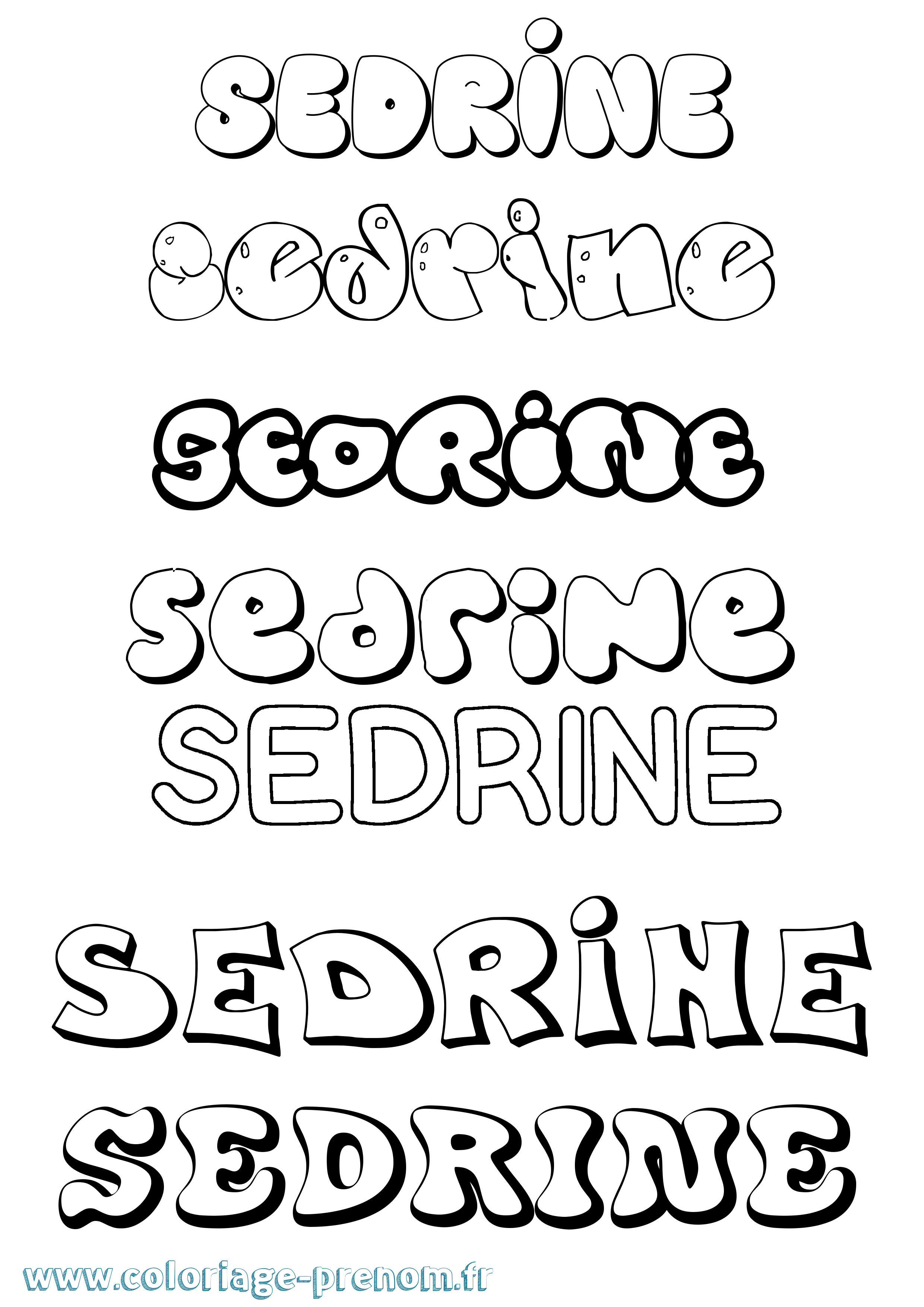 Coloriage Sedrine Bubble Coloriage prénom Sedrine Bubble