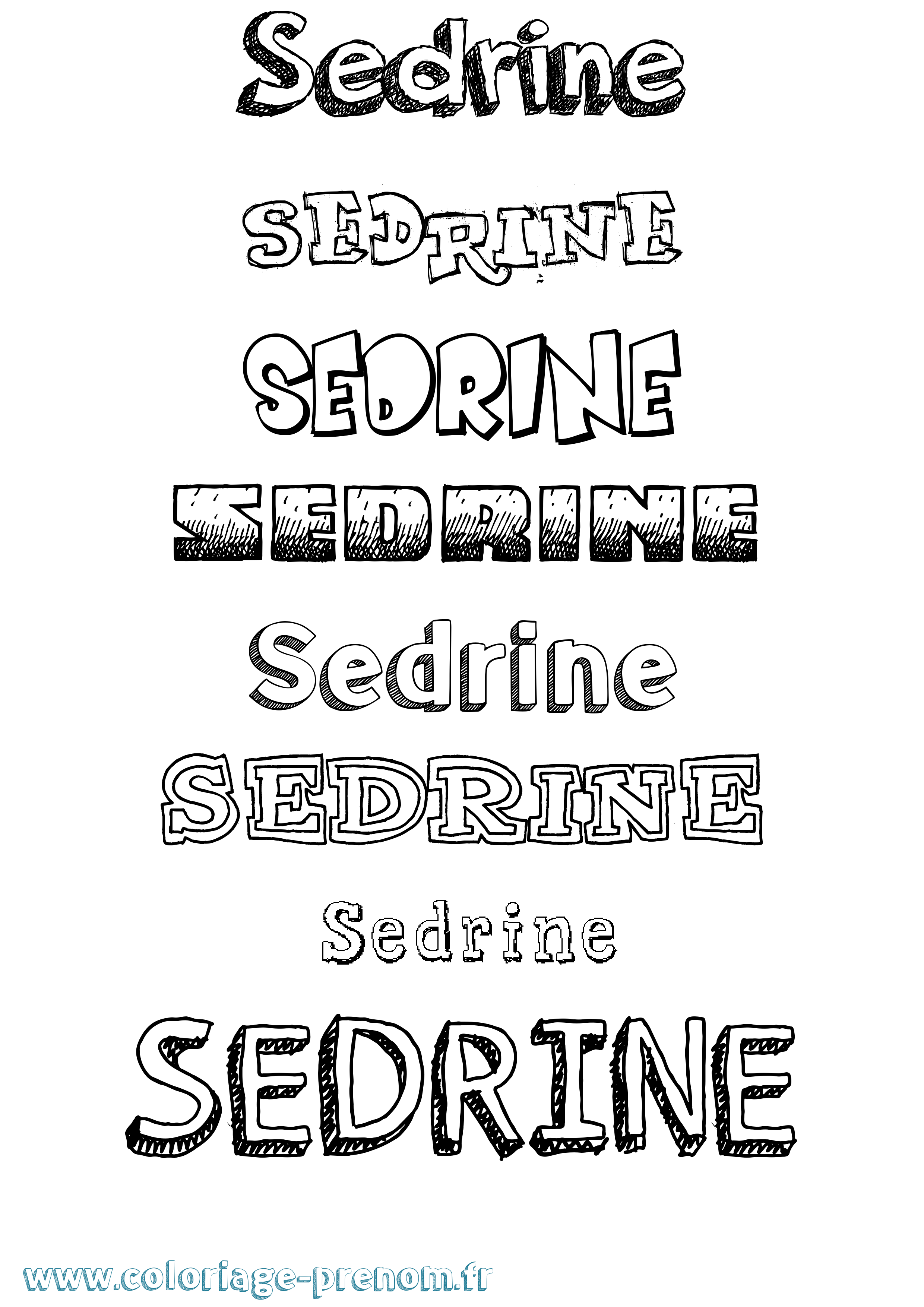 Coloriage Sedrine Dessiné Coloriage prénom Sedrine Dessiné