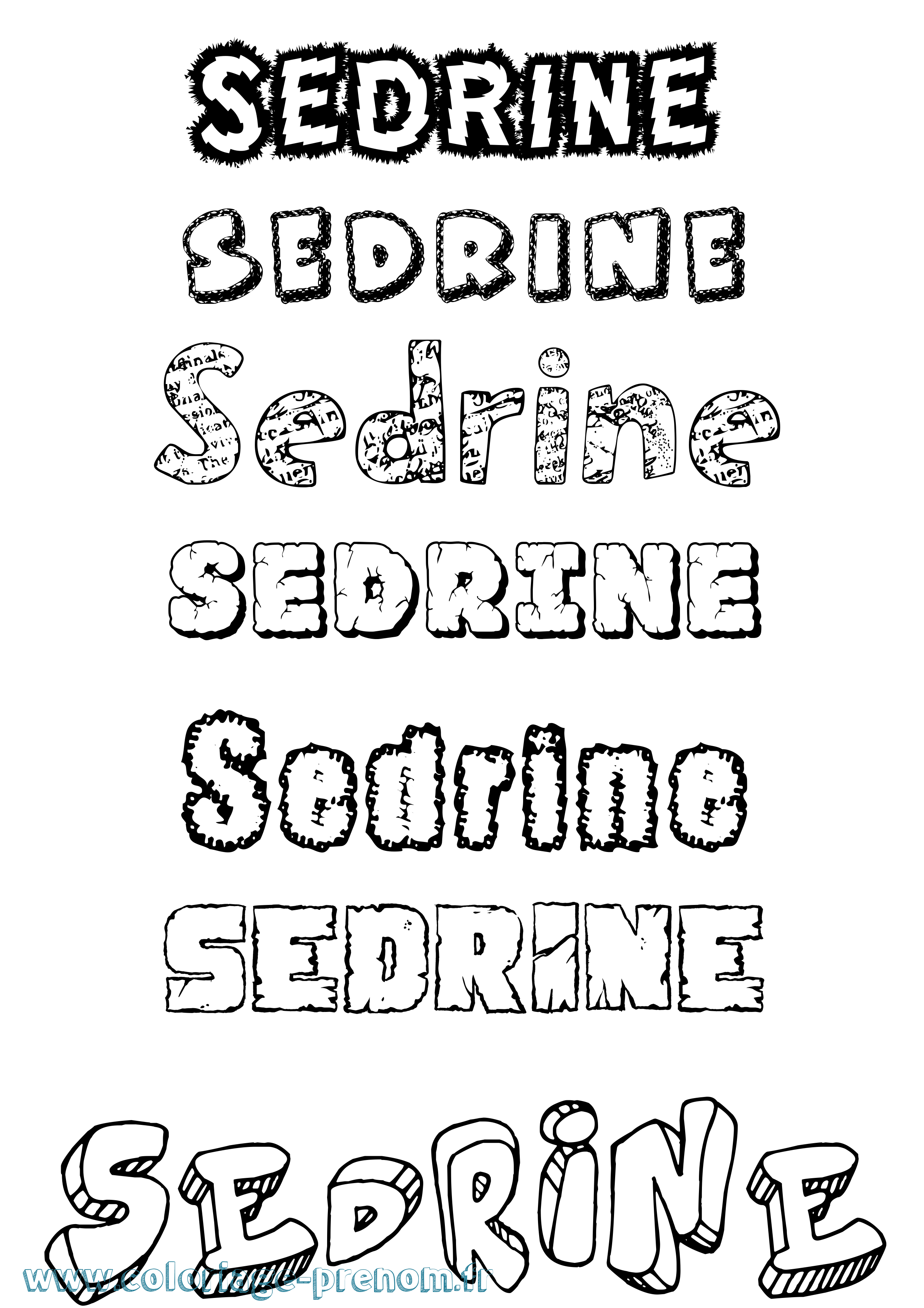 Coloriage Sedrine Destructuré Coloriage prénom Sedrine Destructuré