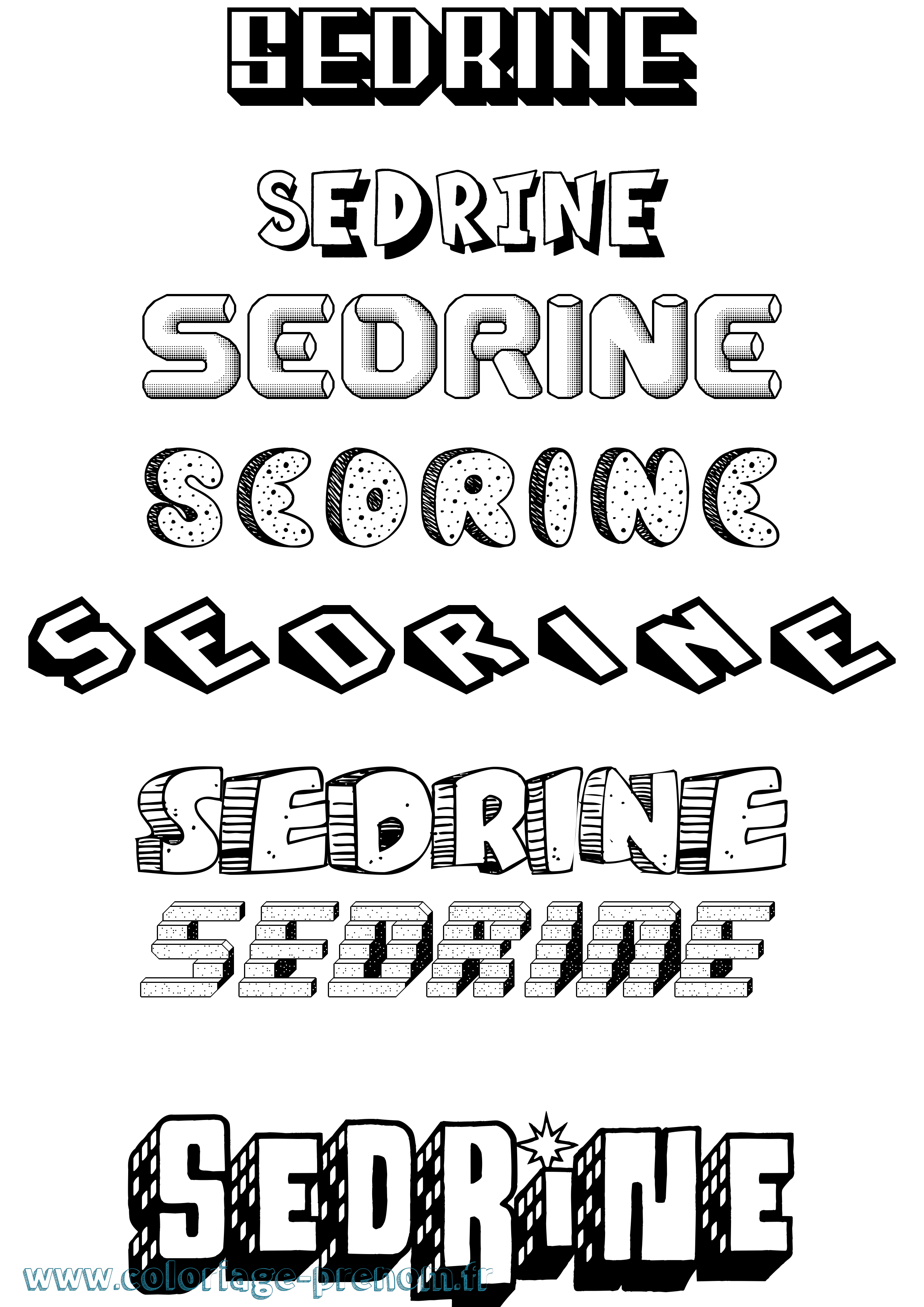 Coloriage Sedrine Effet 3D Coloriage prénom Sedrine Effet 3D