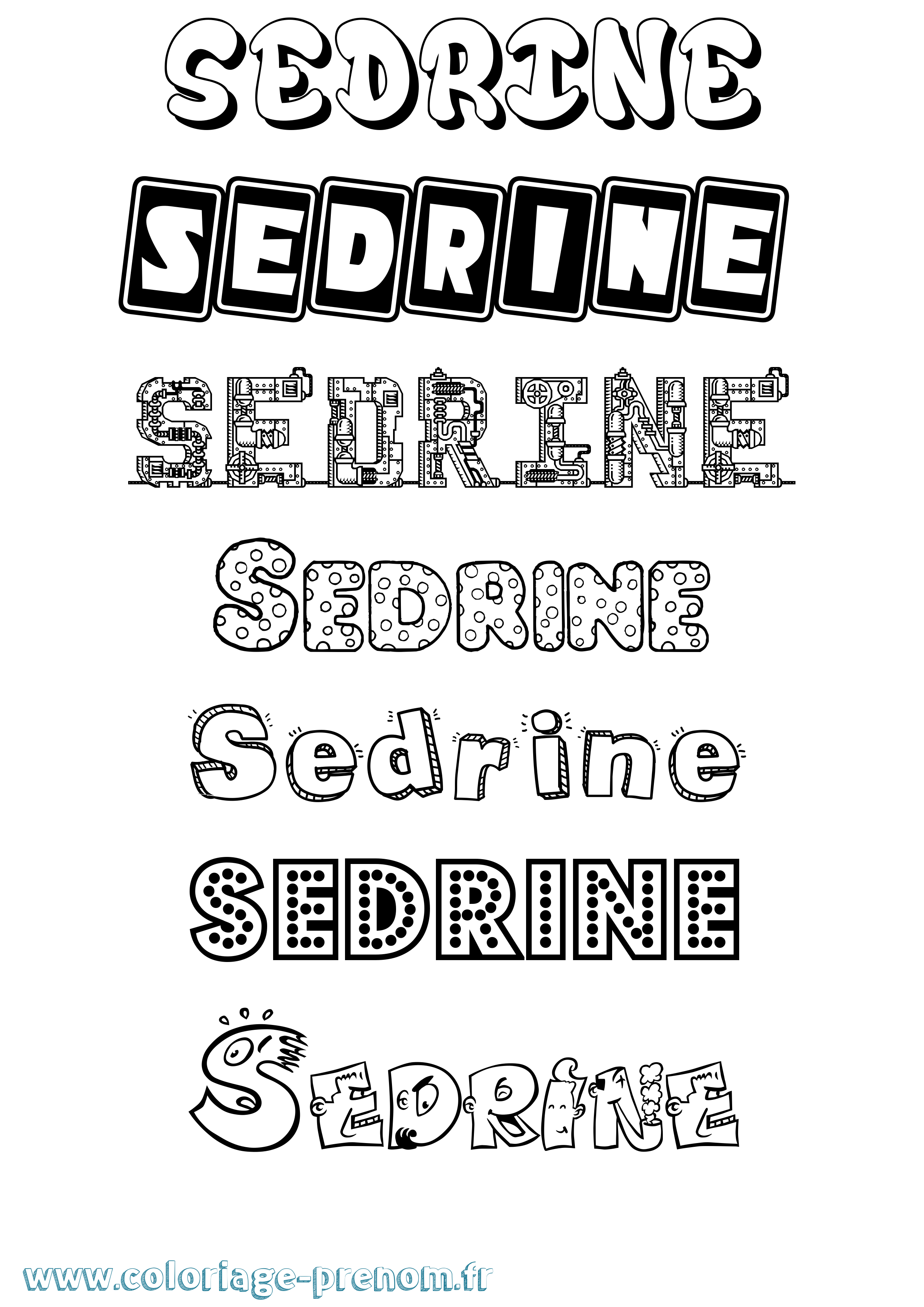 Coloriage Sedrine Fun Coloriage prénom Sedrine Fun