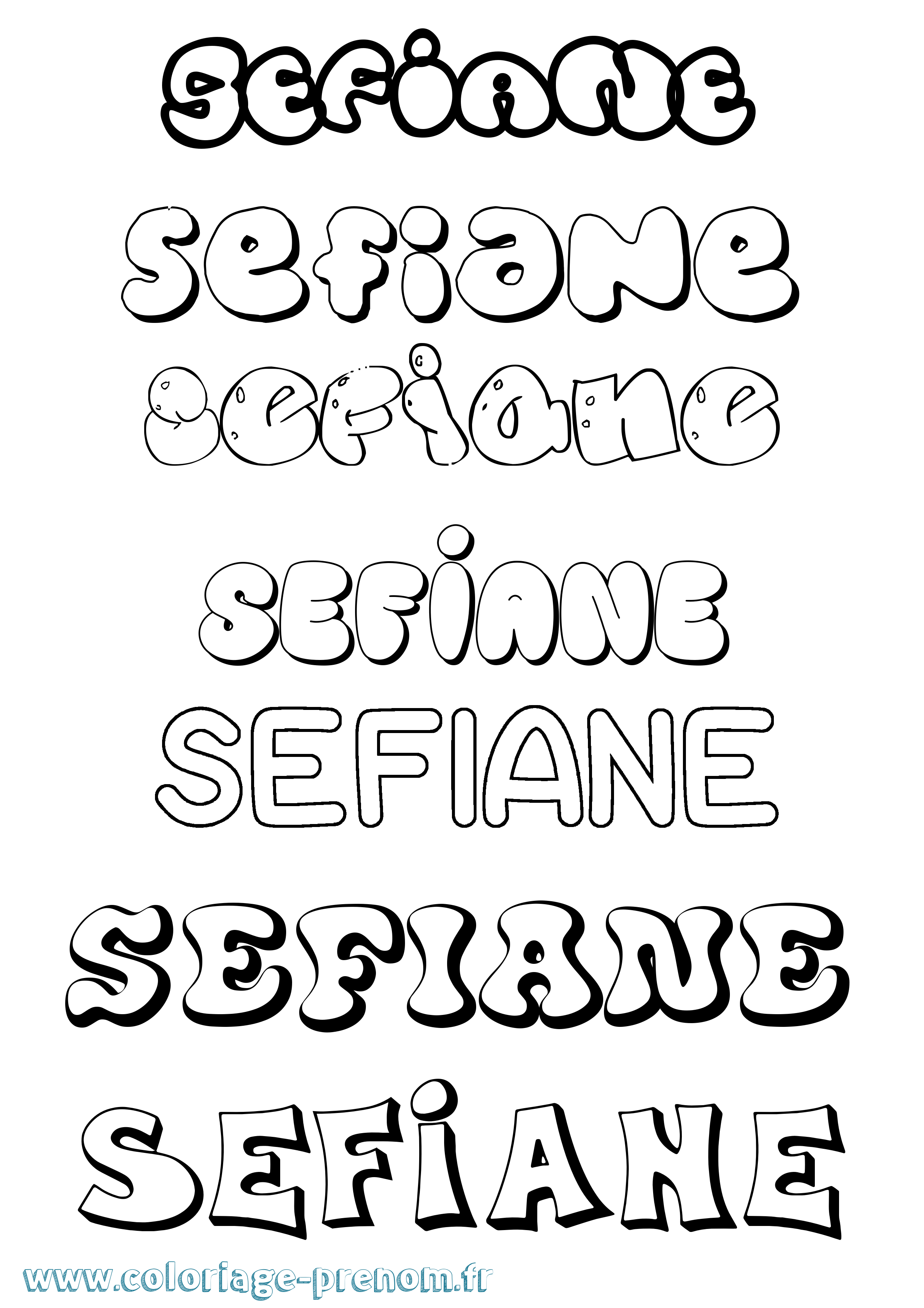Coloriage Sefiane Bubble Coloriage prénom Sefiane Bubble