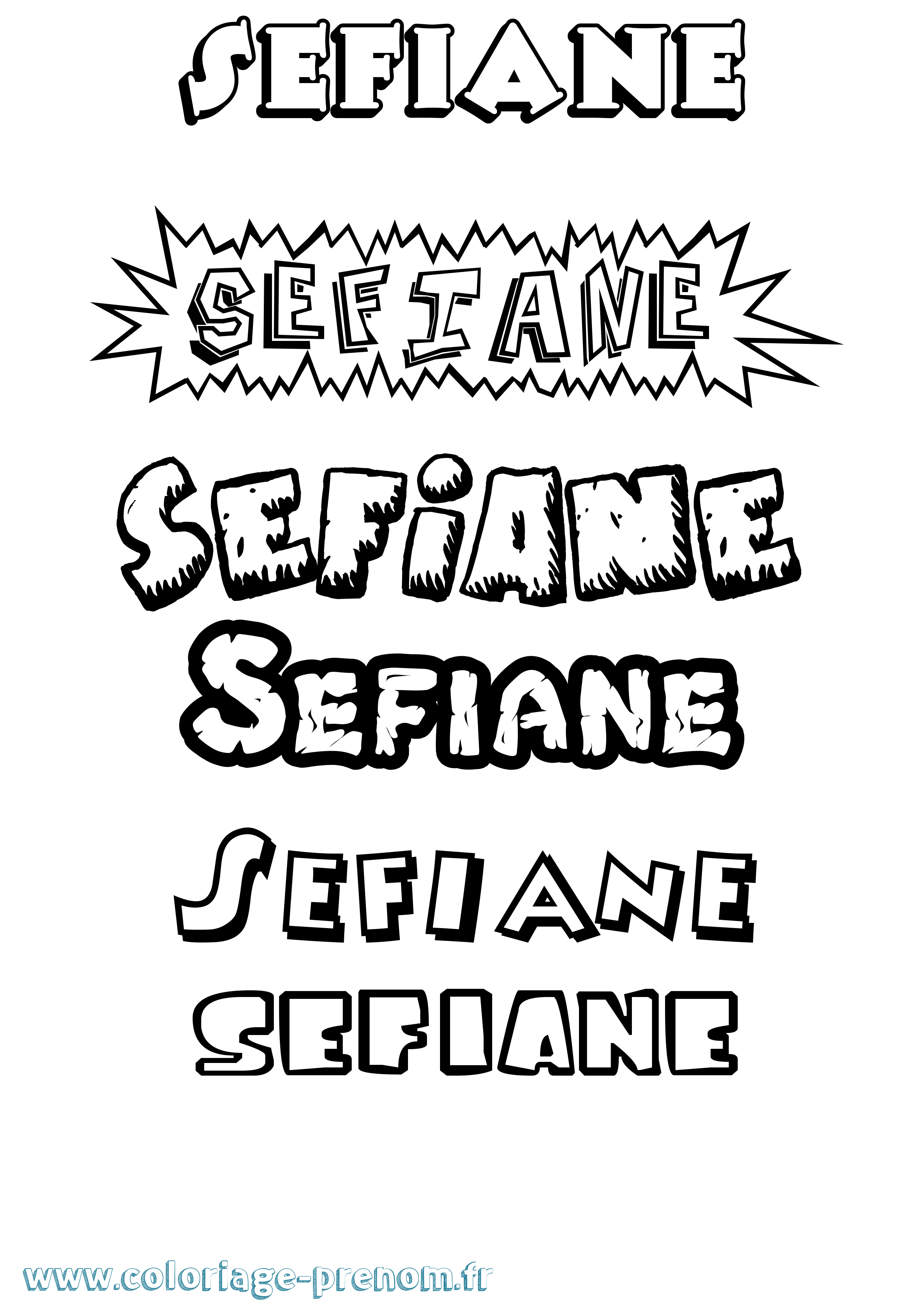 Coloriage Sefiane Dessin Animé Coloriage prénom Sefiane Dessin Animé