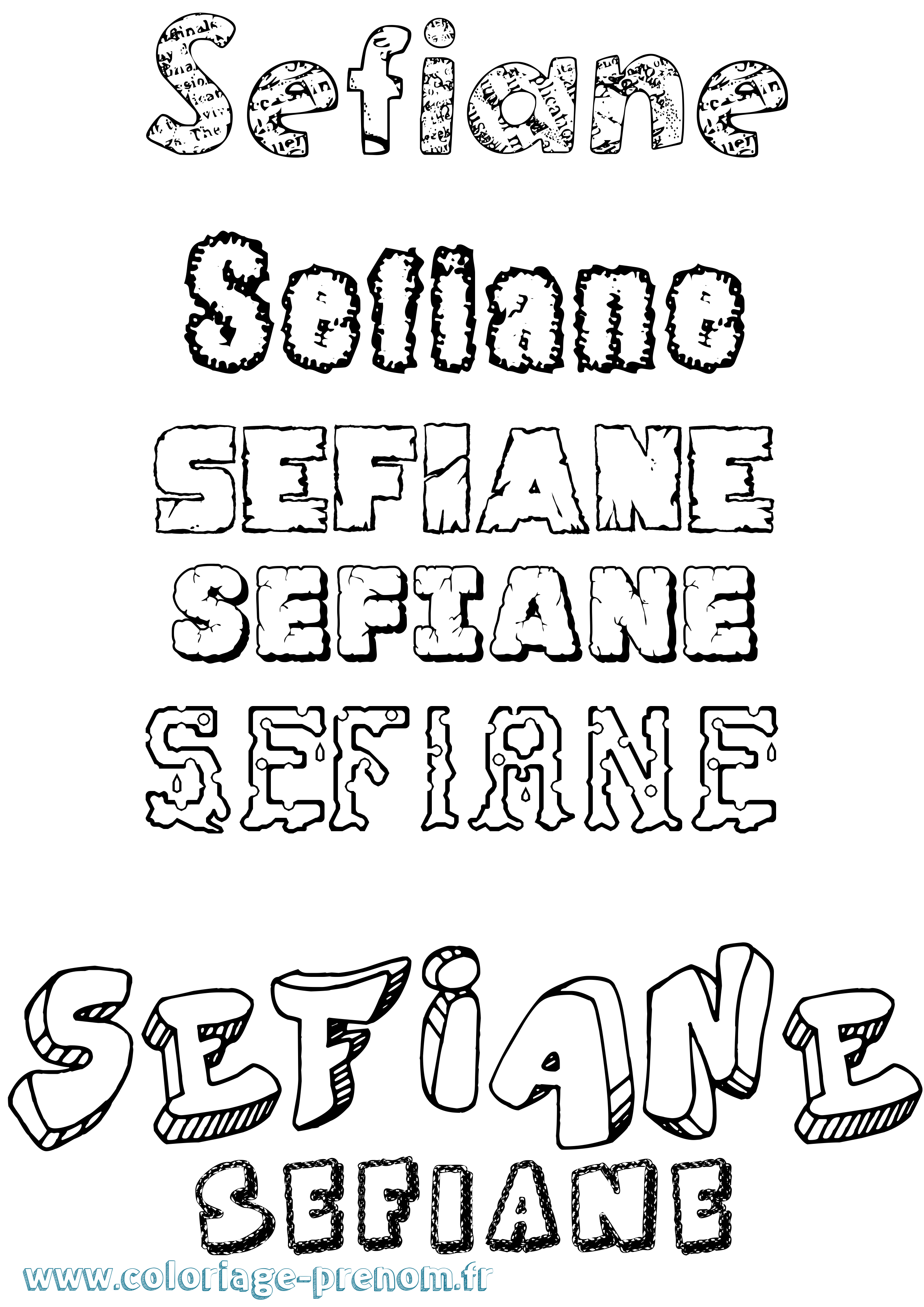 Coloriage Sefiane Destructuré Coloriage prénom Sefiane Destructuré