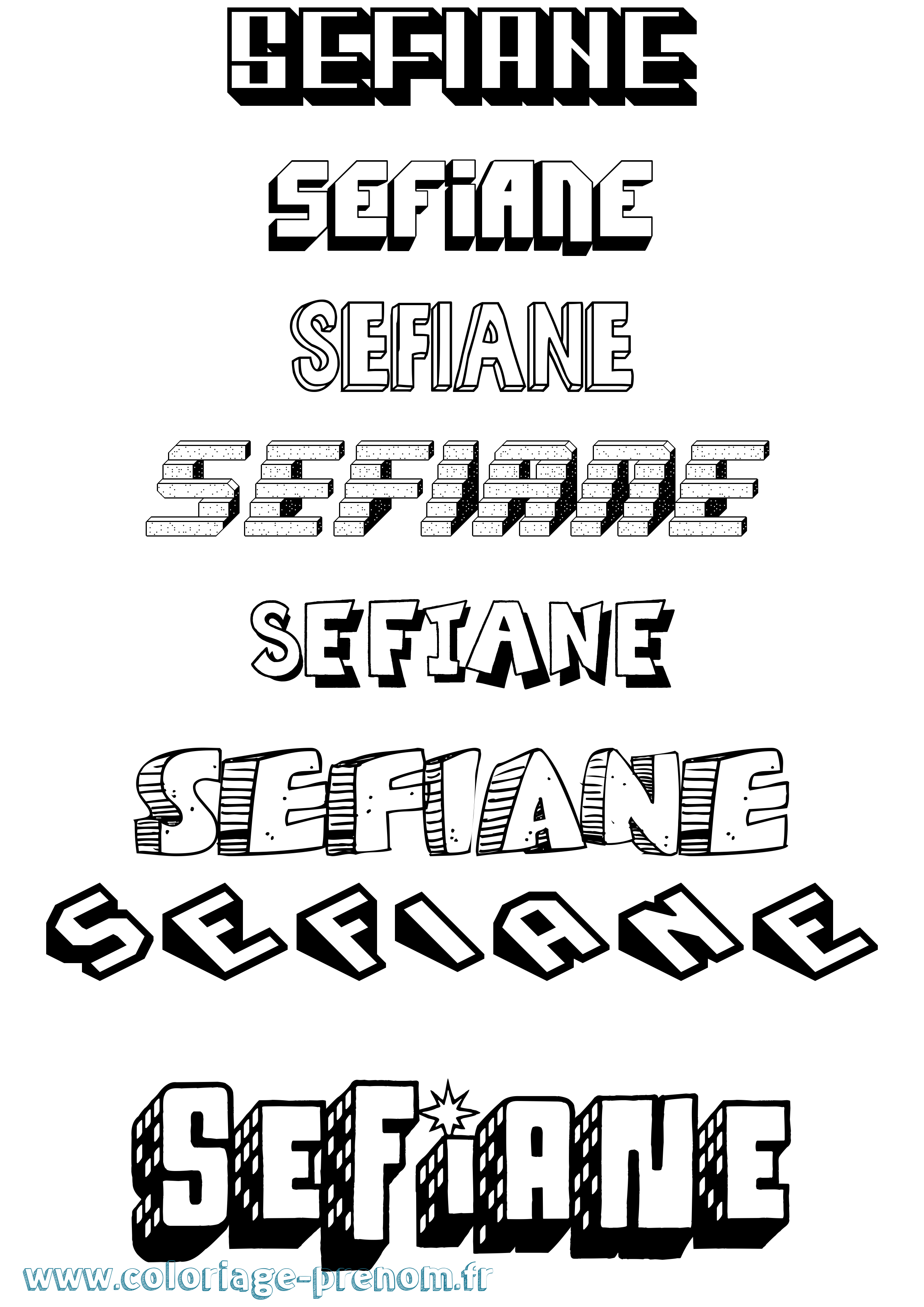 Coloriage Sefiane Effet 3D Coloriage prénom Sefiane Effet 3D