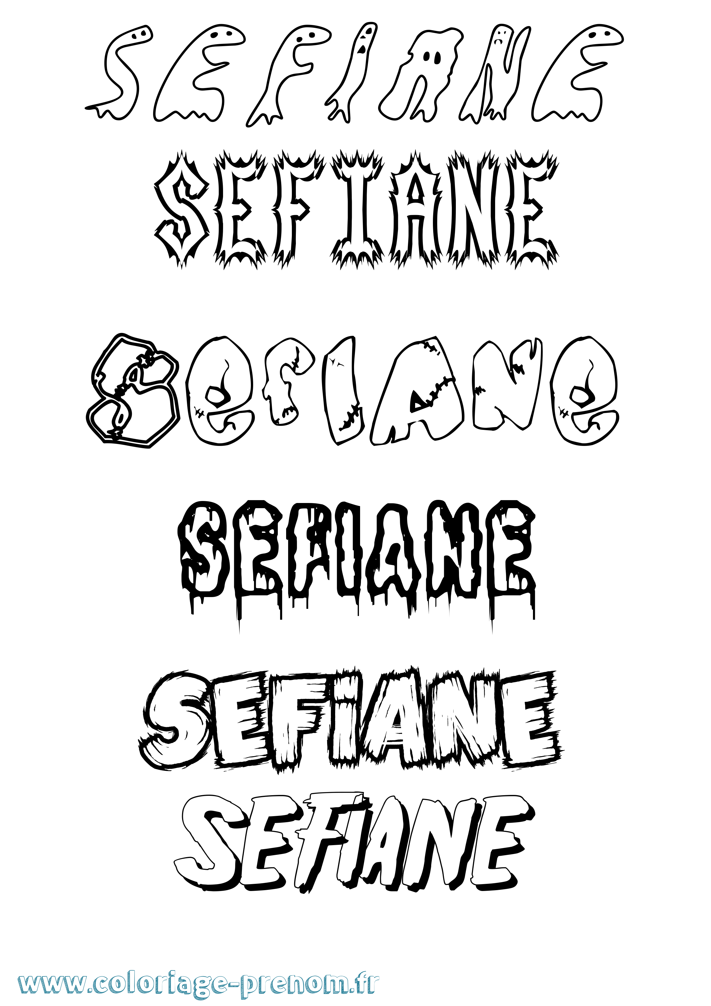 Coloriage Sefiane Frisson Coloriage prénom Sefiane Frisson