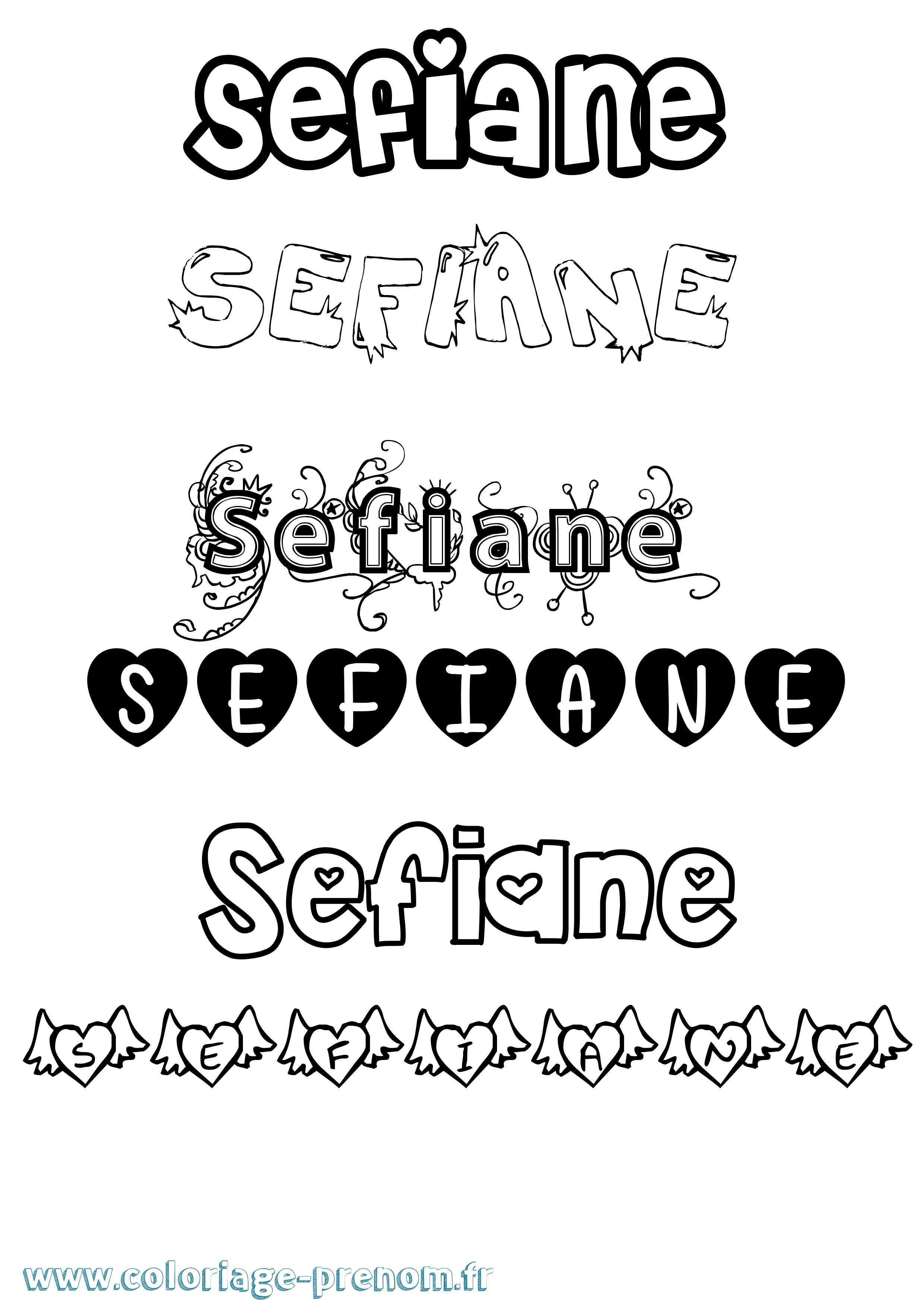Coloriage Sefiane Girly Coloriage prénom Sefiane Girly