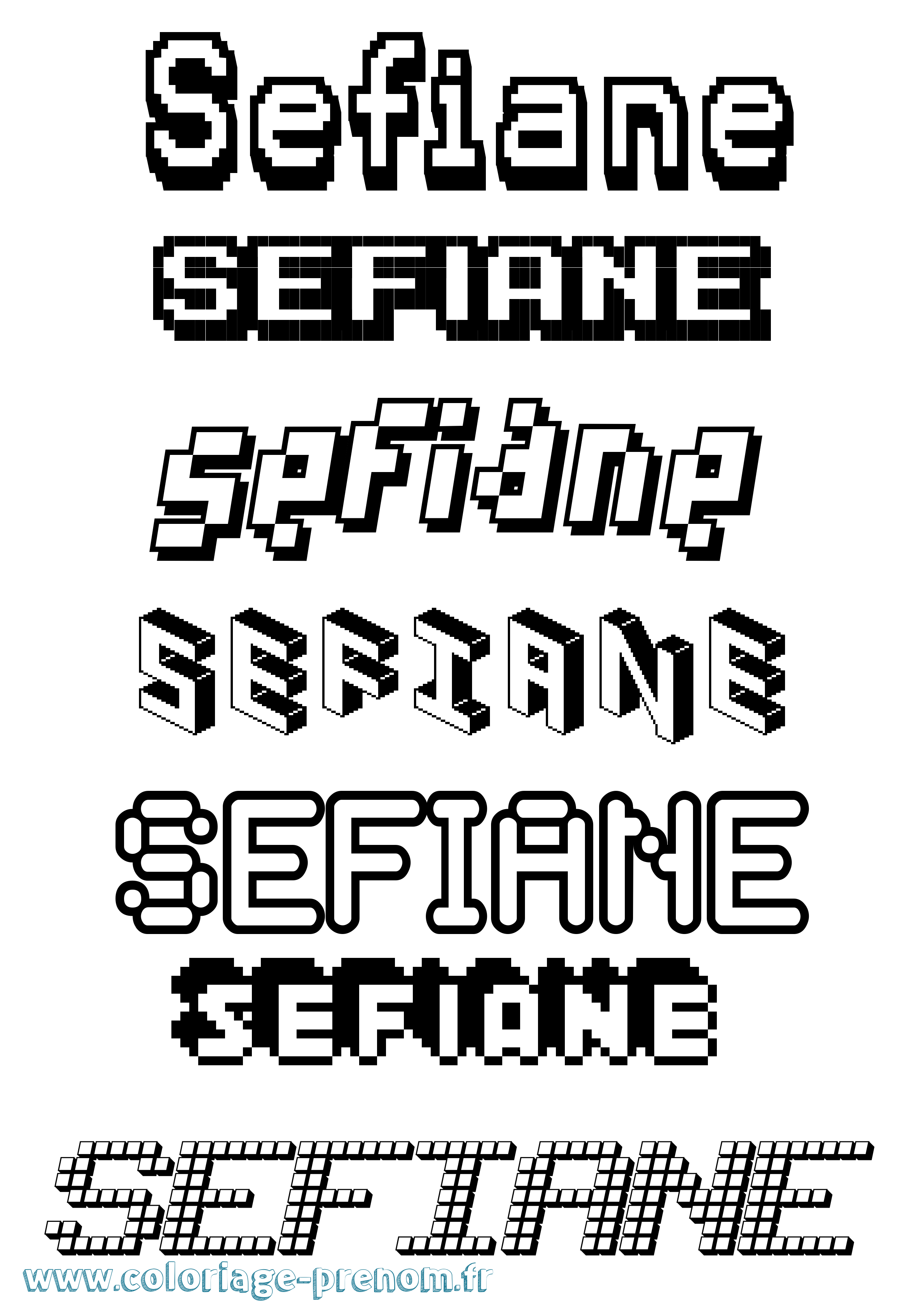 Coloriage Sefiane Pixel Coloriage prénom Sefiane Pixel