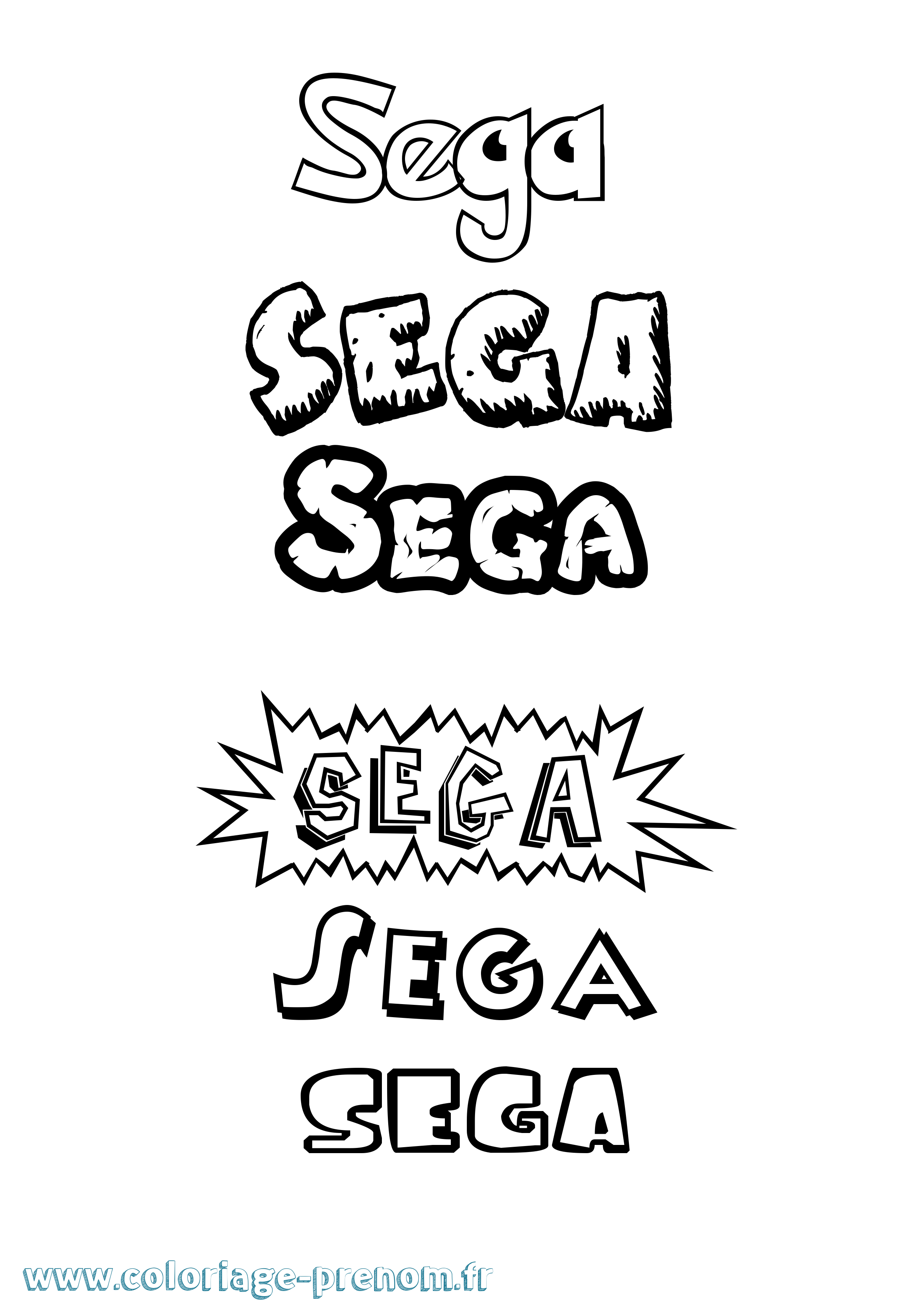 Coloriage Sega Dessin Animé Coloriage prénom Sega Dessin Animé