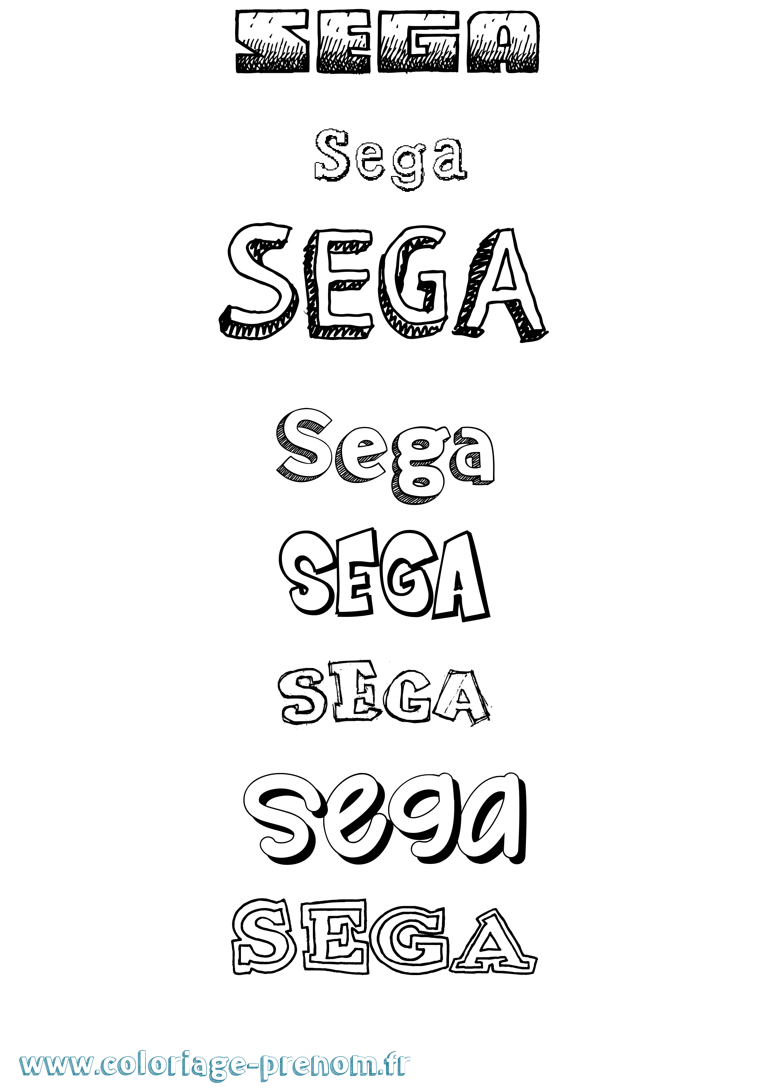 Coloriage Sega Dessiné Coloriage prénom Sega Dessiné